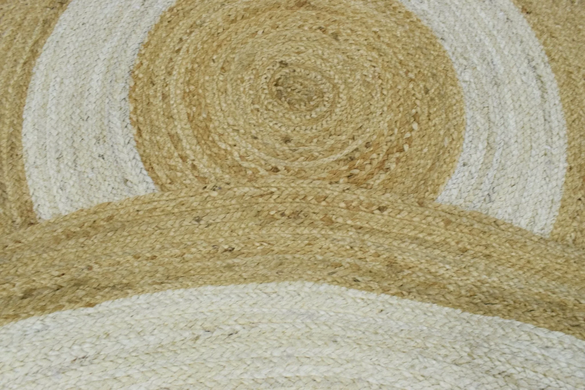 100% ALL NATURAL FIBER HAND BRAIDED BOHO White ROUND JUTE RUG | JR3 - Image 3