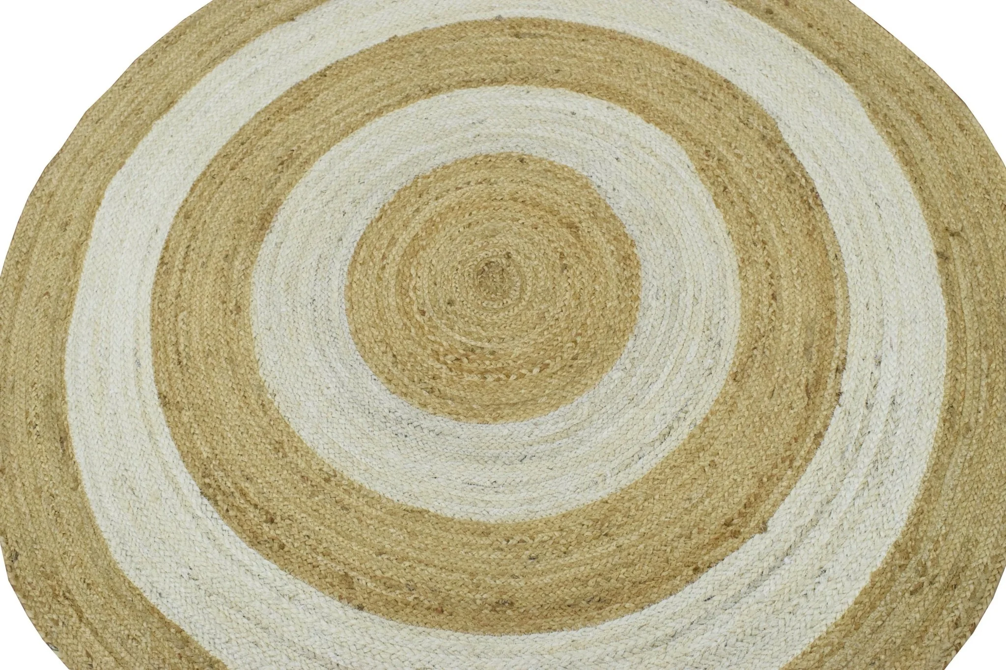 100% ALL NATURAL FIBER HAND BRAIDED BOHO White ROUND JUTE RUG | JR3 - Image 5