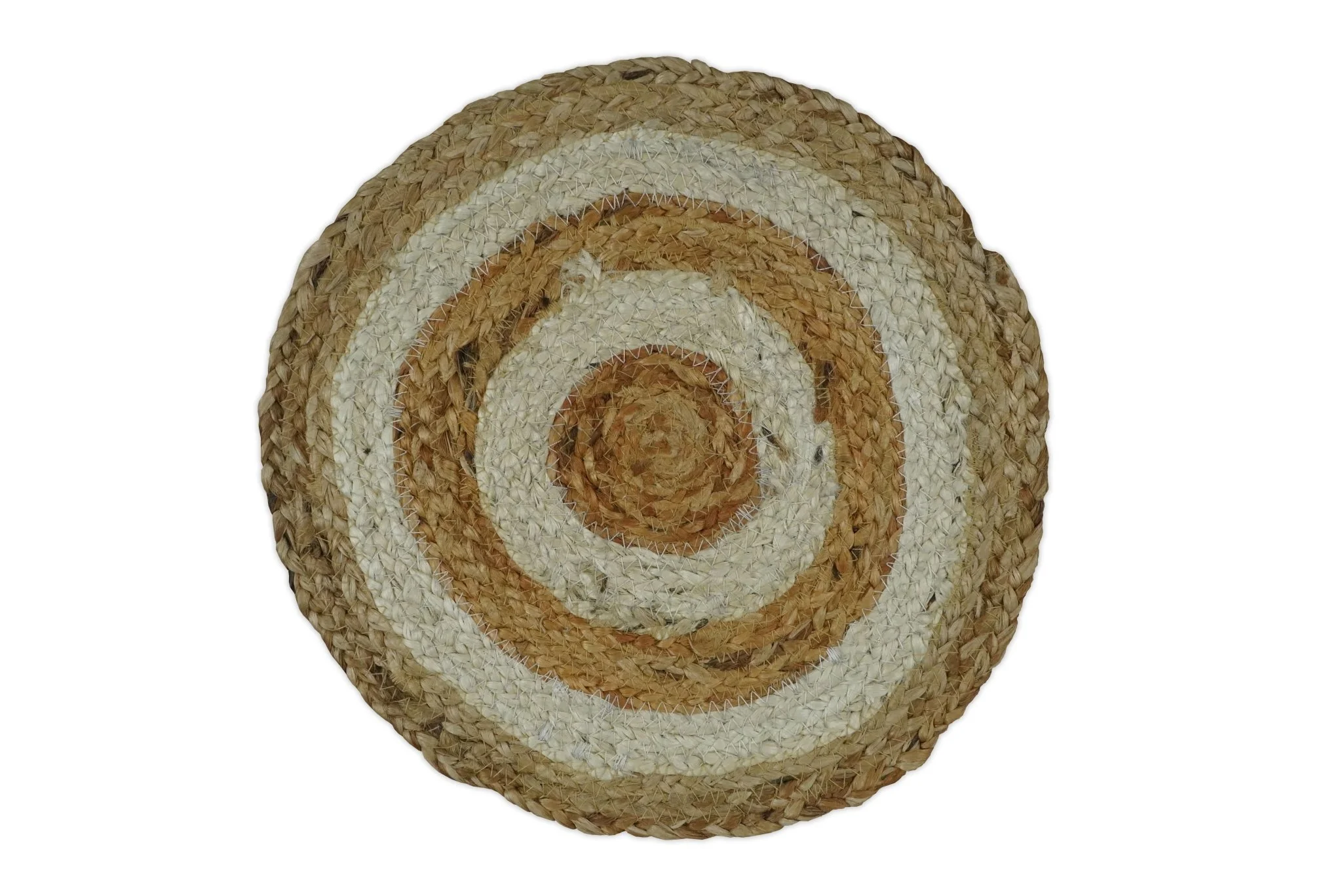 100% ALL NATURAL FIBER HAND BRAIDED BOHO White ROUND JUTE RUG | JR3 - Image 6