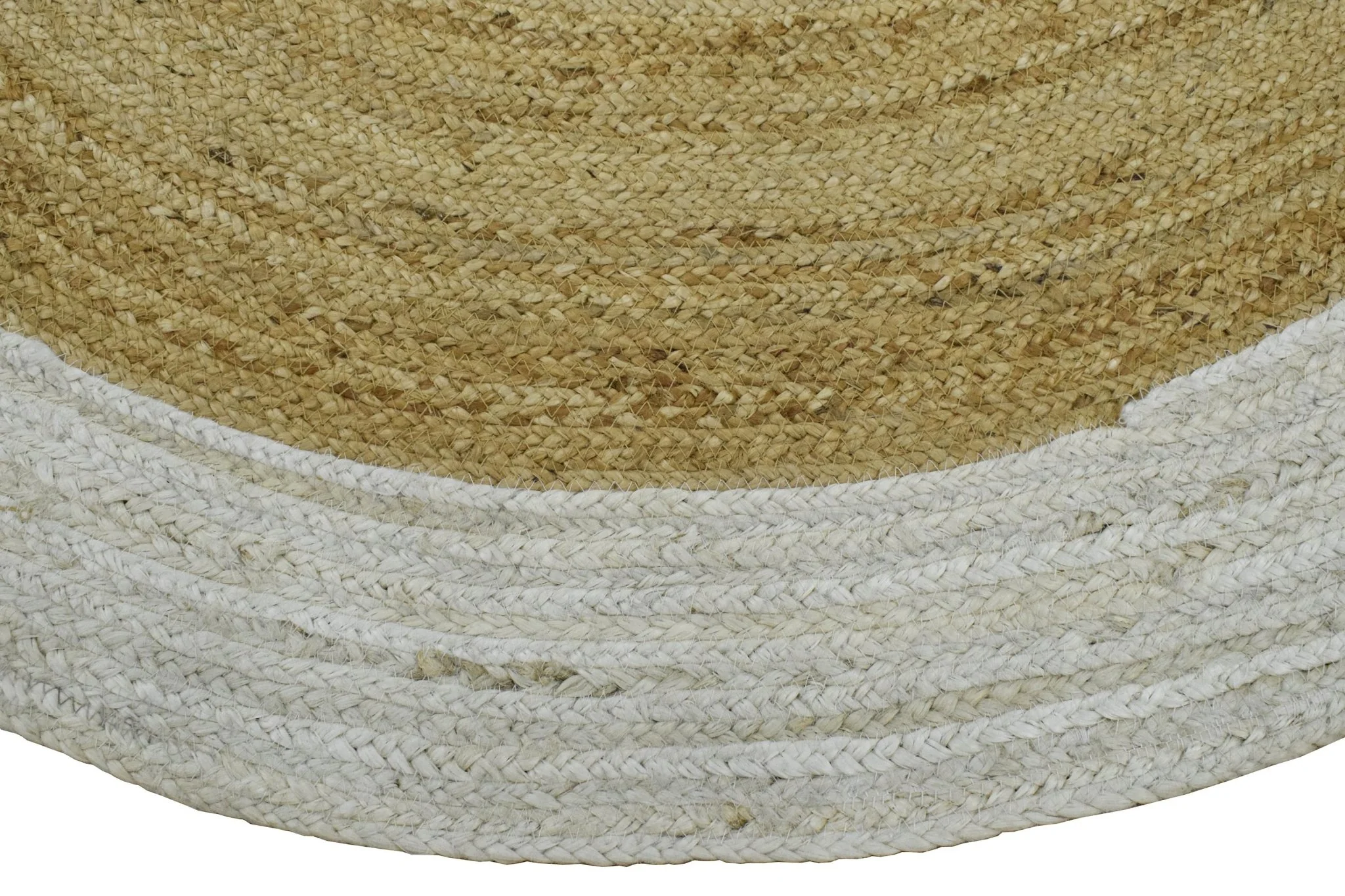 100% ALL NATURAL FIBER HAND BRAIDED BOHO WHITE ROUND JUTE RUG | JR4 - Image 3