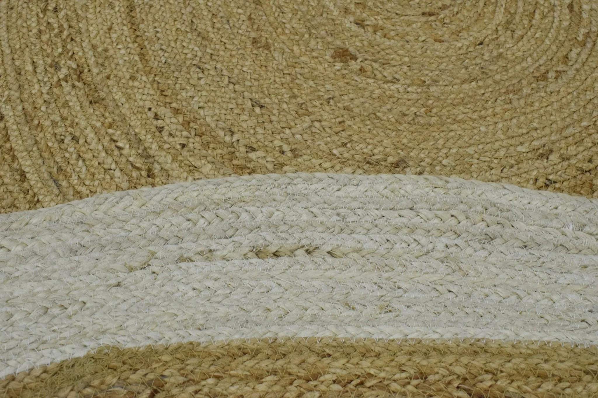 100% ALL NATURAL FIBER HAND BRAIDED BOHO WHITE ROUND JUTE RUG | JR4 - Image 4