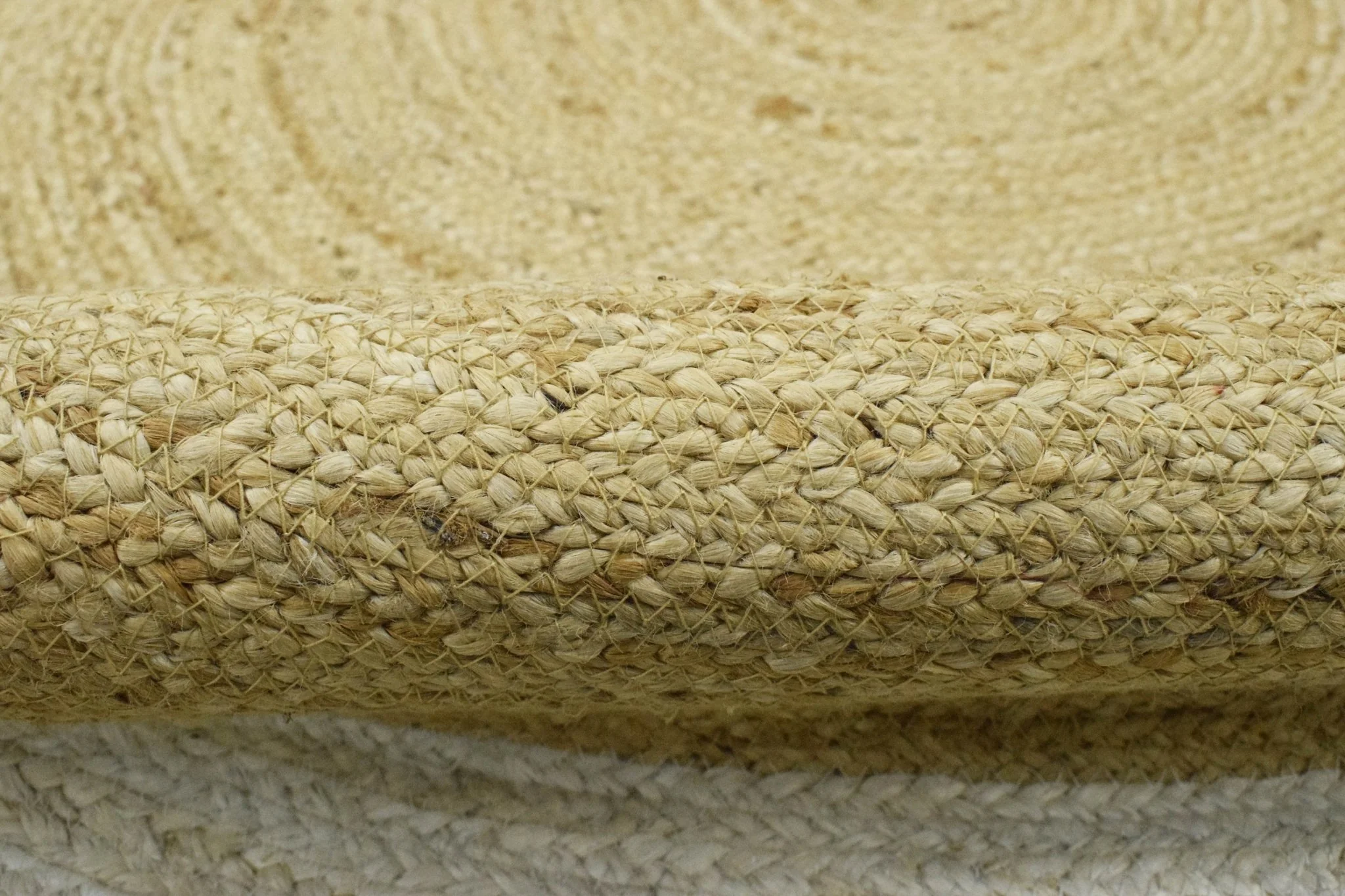 100% ALL NATURAL FIBER HAND BRAIDED BOHO WHITE ROUND JUTE RUG | JR4 - Image 5