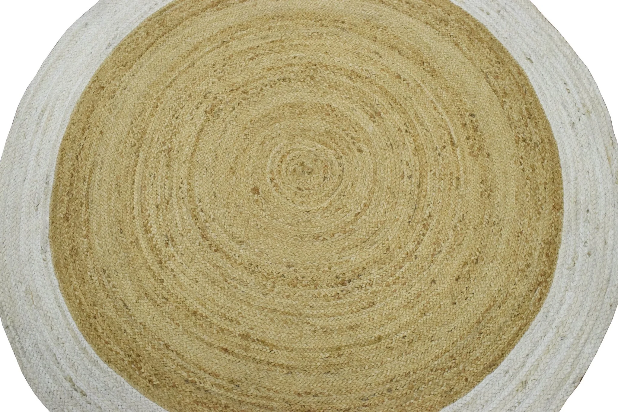100% ALL NATURAL FIBER HAND BRAIDED BOHO WHITE ROUND JUTE RUG | JR4 - Image 6