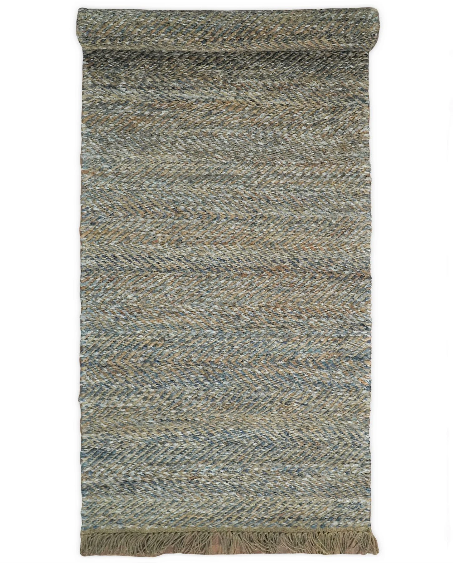 Hand Woven Natural Fiber Gray and Brown Jute and Art Silk Rug | JR9 - Image 10