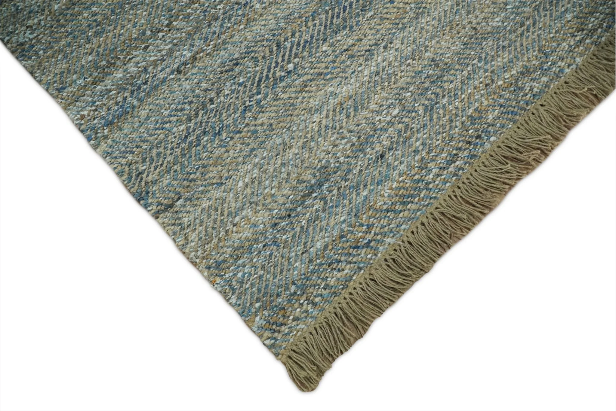 Hand Woven Natural Fiber Gray and Brown Jute and Art Silk Rug | JR9 - Image 3