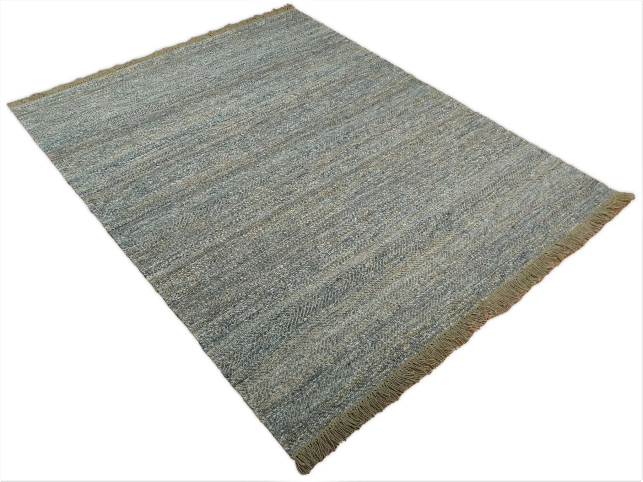 Hand Woven Natural Fiber Gray and Brown Jute and Art Silk Rug | JR9 - Image 4