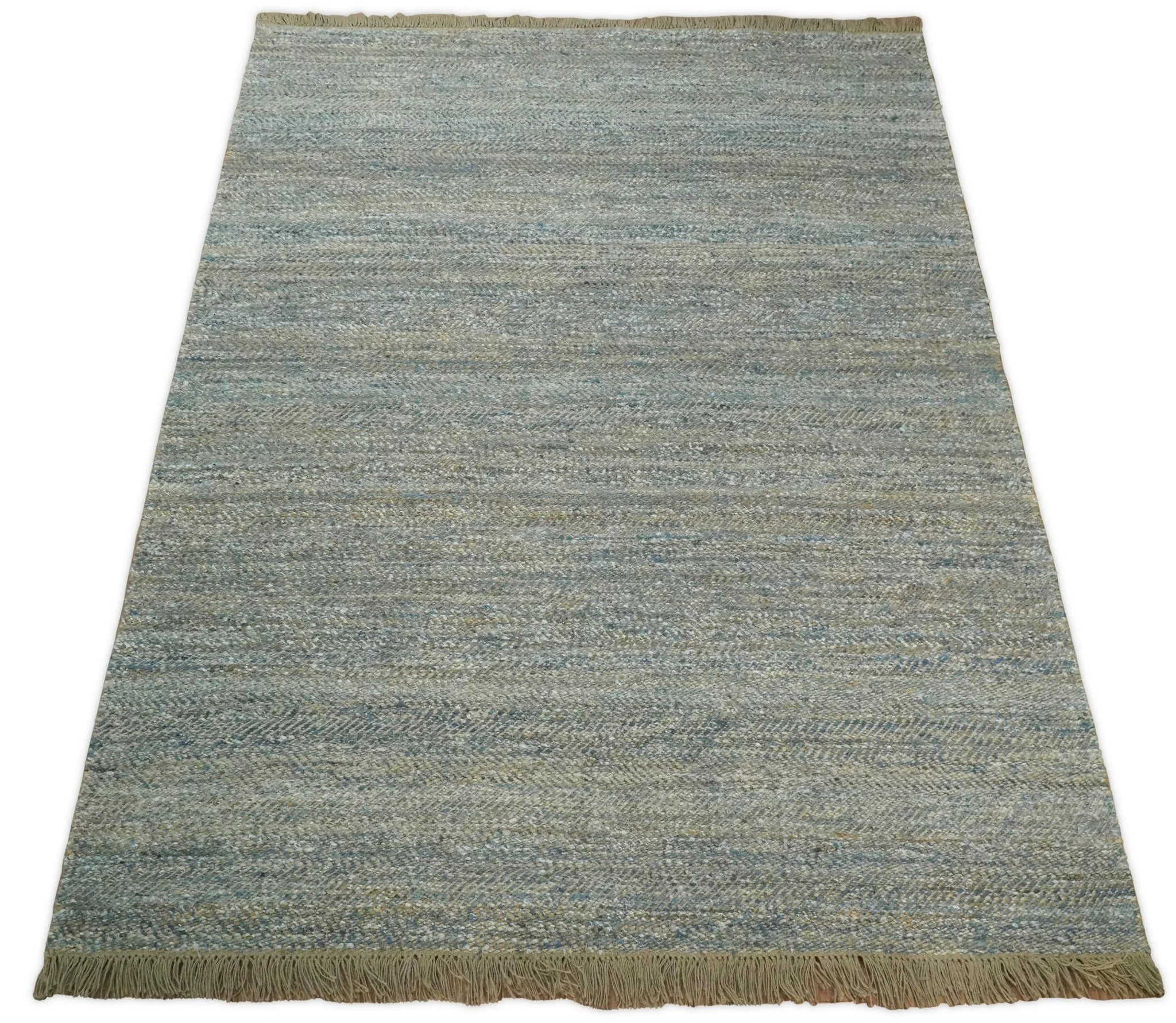 Hand Woven Natural Fiber Gray and Brown Jute and Art Silk Rug | JR9 - Image 5