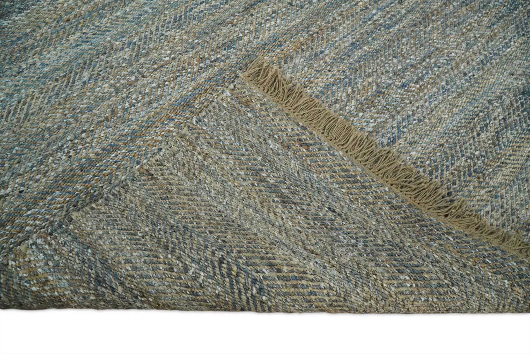 Hand Woven Natural Fiber Gray and Brown Jute and Art Silk Rug | JR9 - Image 6
