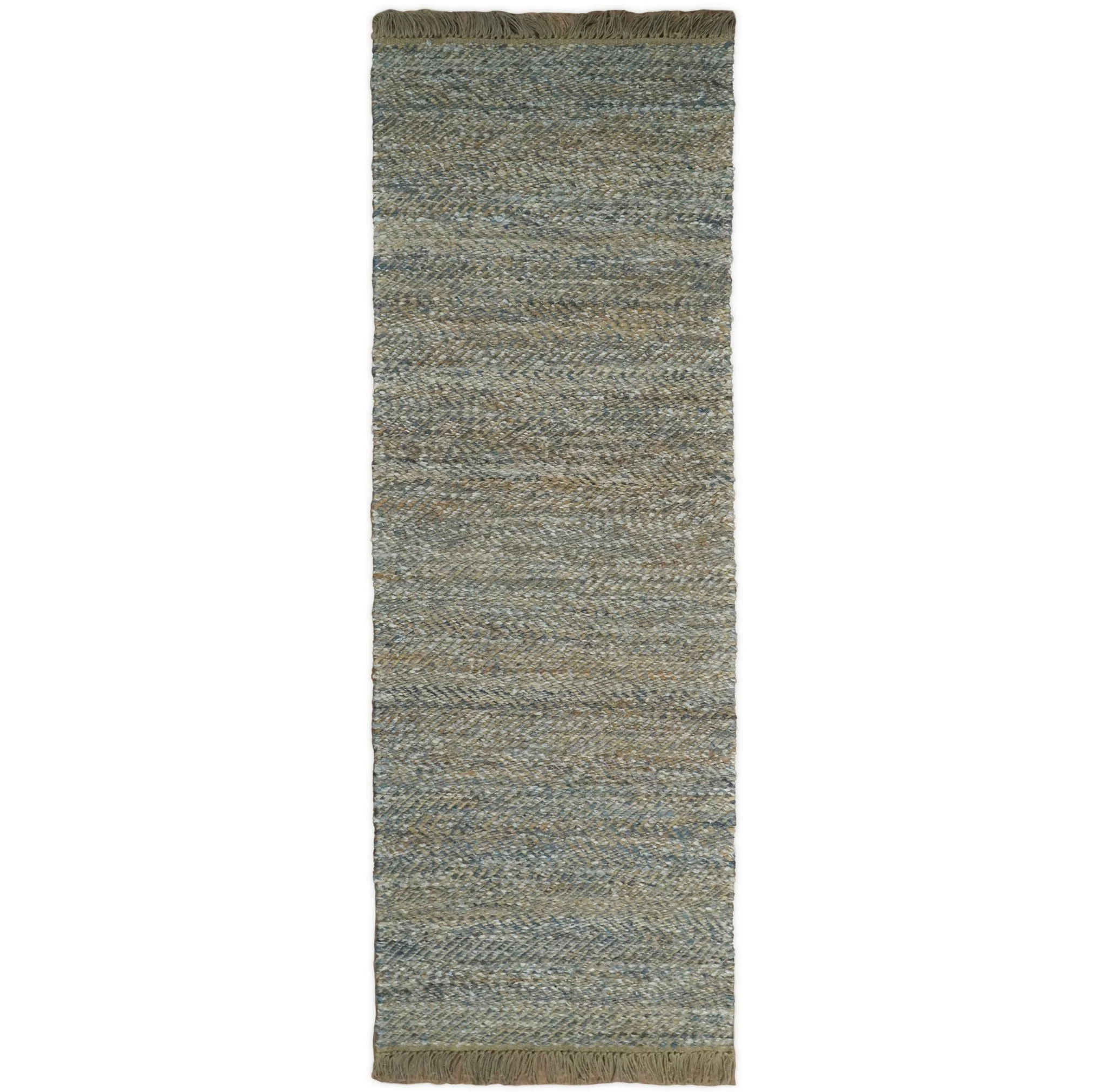 Hand Woven Natural Fiber Gray and Brown Jute and Art Silk Rug | JR9 - Image 8