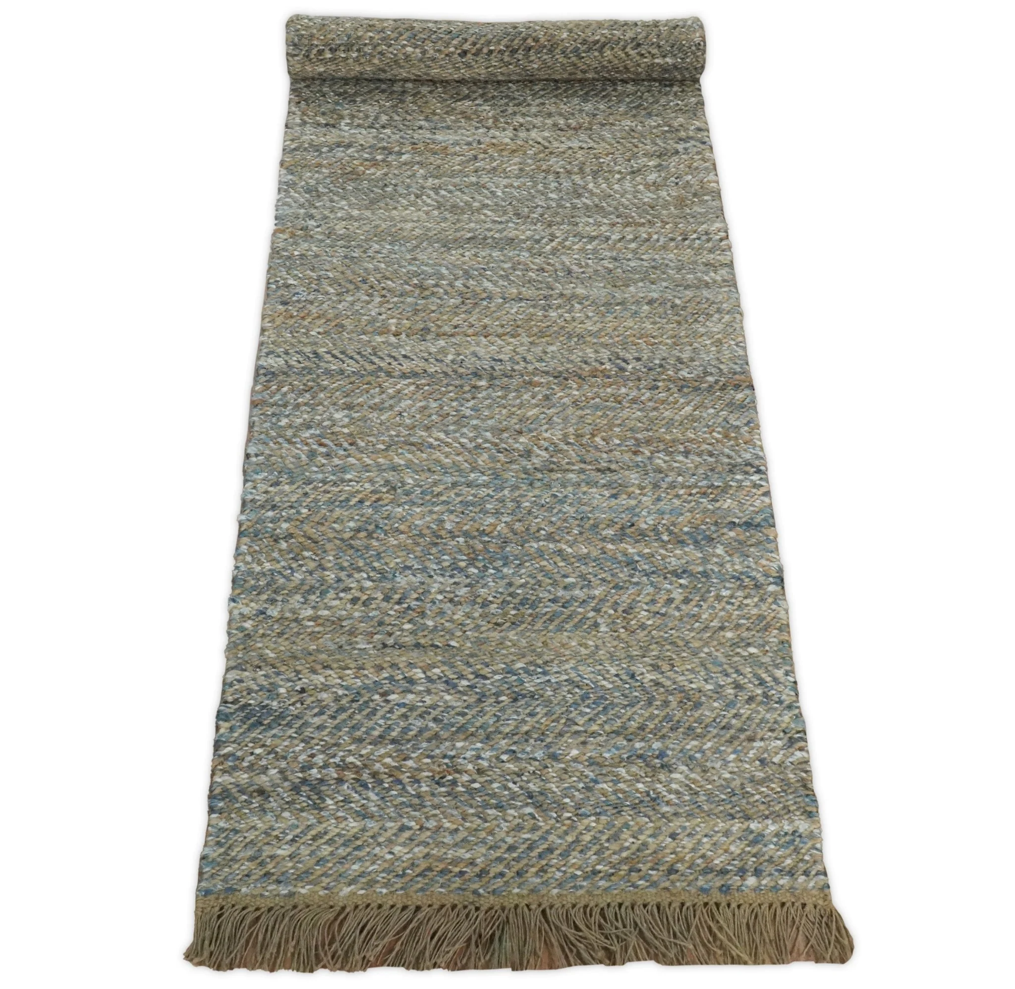 Hand Woven Natural Fiber Gray and Brown Jute and Art Silk Rug | JR9 - Image 9