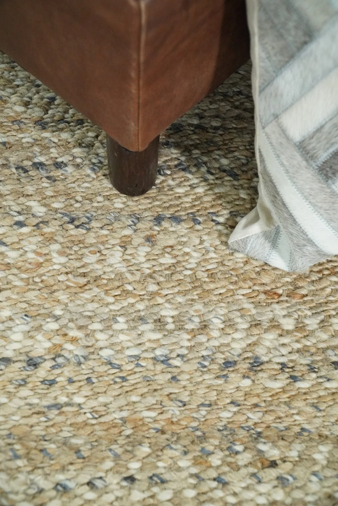 Hand Woven 100% Natural Fiber Brown Natural Jute and Wool Rug | JR10 - Image 12