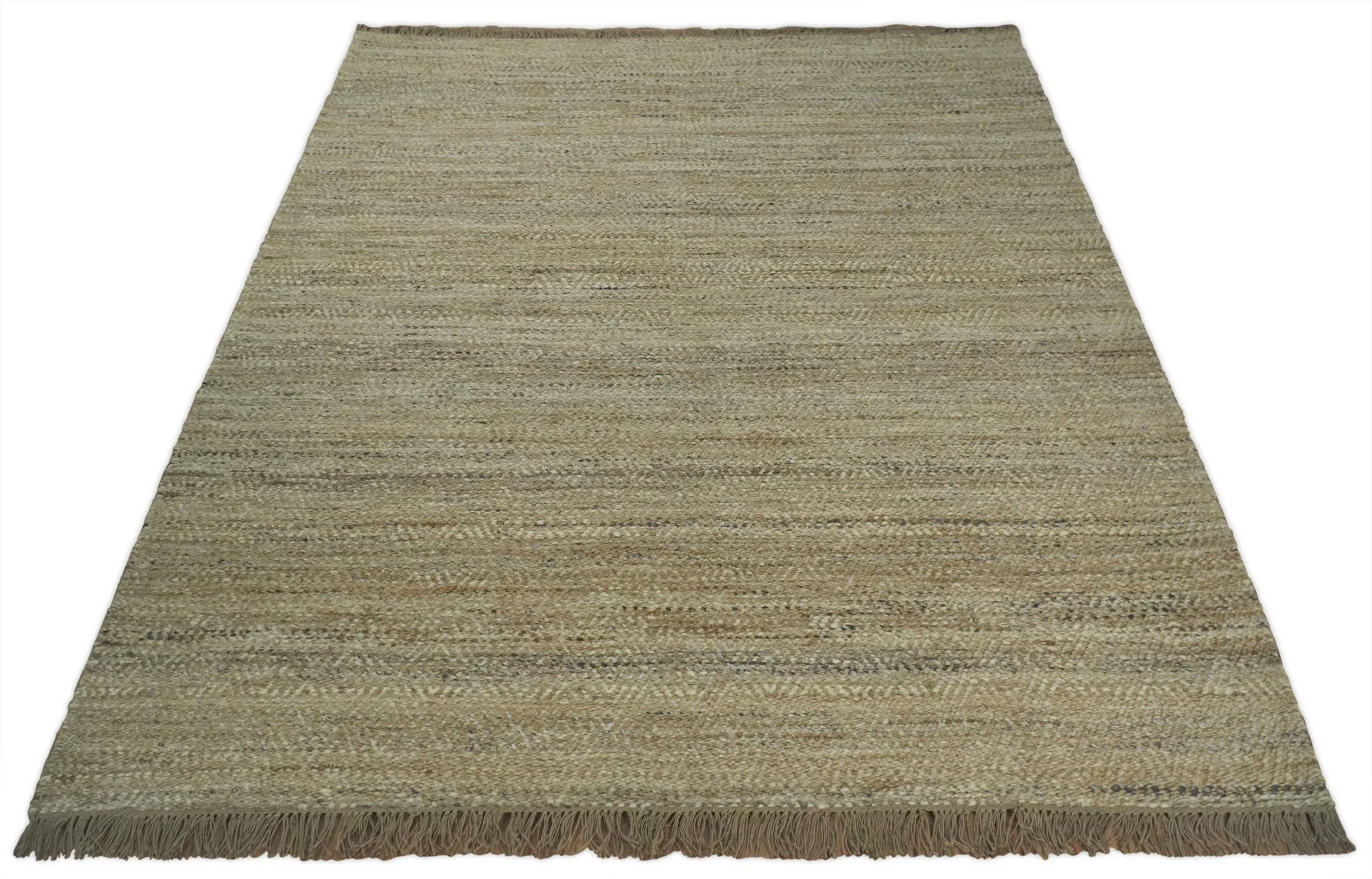 Hand Woven 100% Natural Fiber Brown Natural Jute and Wool Rug | JR10 - Image 7