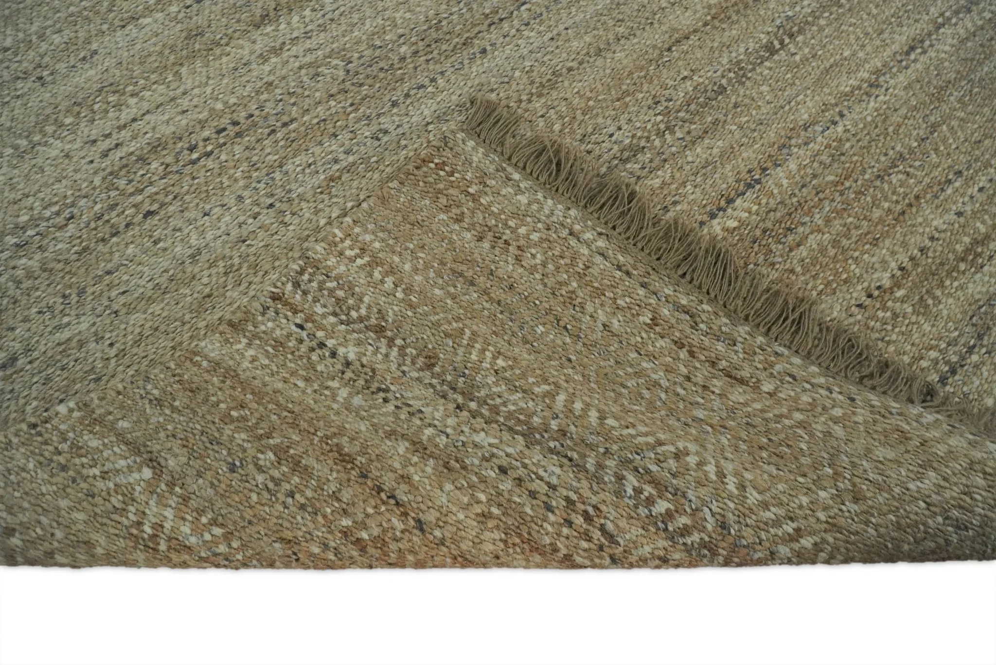 Hand Woven 100% Natural Fiber Brown Natural Jute and Wool Rug | JR10 - Image 8