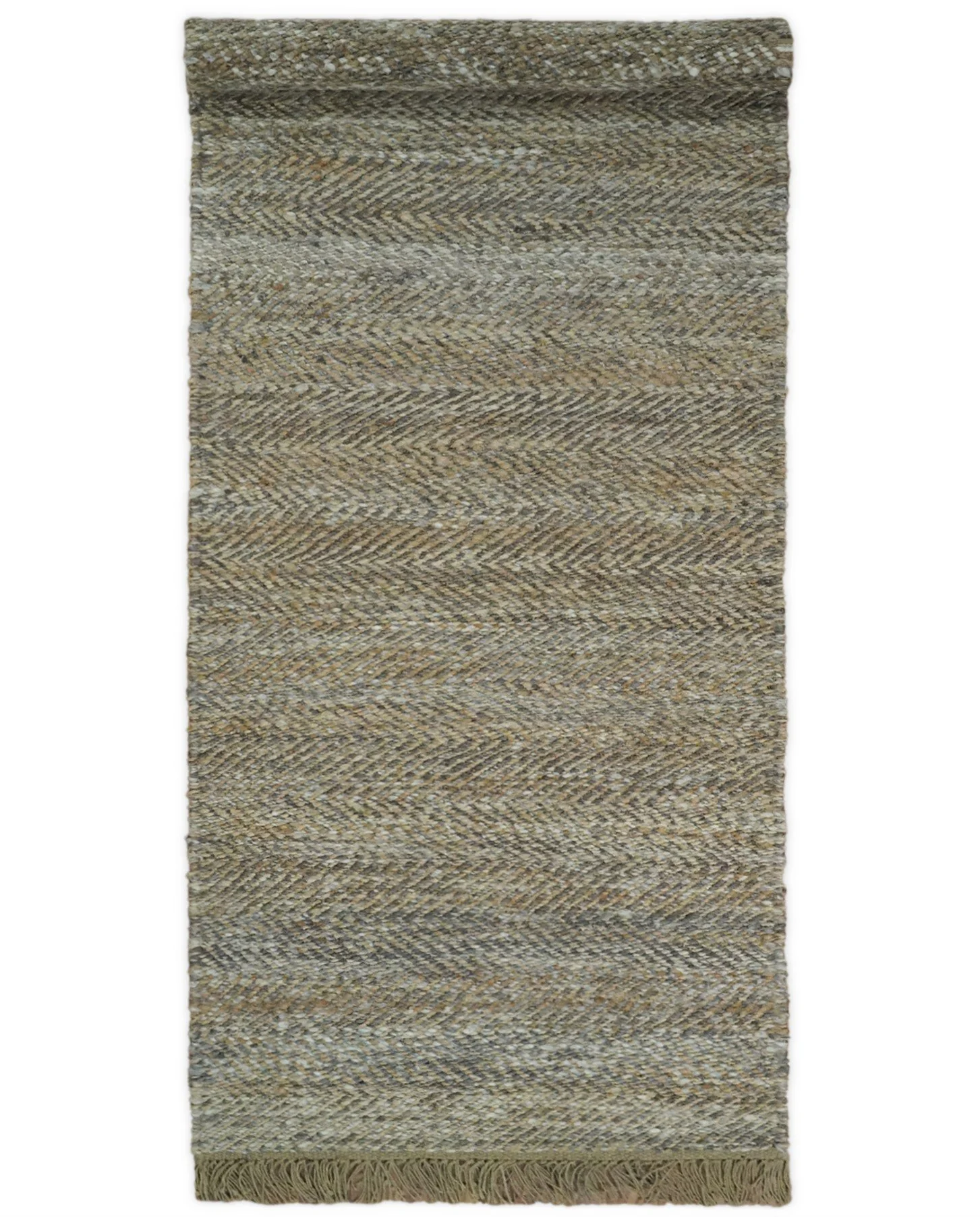 Hand Woven 100% Natural Fiber Jute and Wool Silver and Brown | JR11 - Image 11