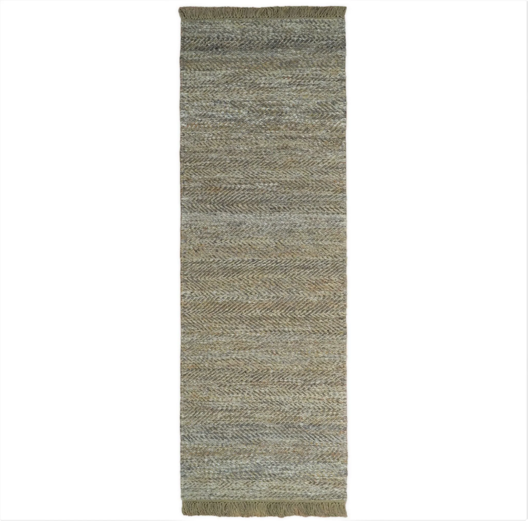Hand Woven 100% Natural Fiber Jute and Wool Silver and Brown | JR11 - Image 3