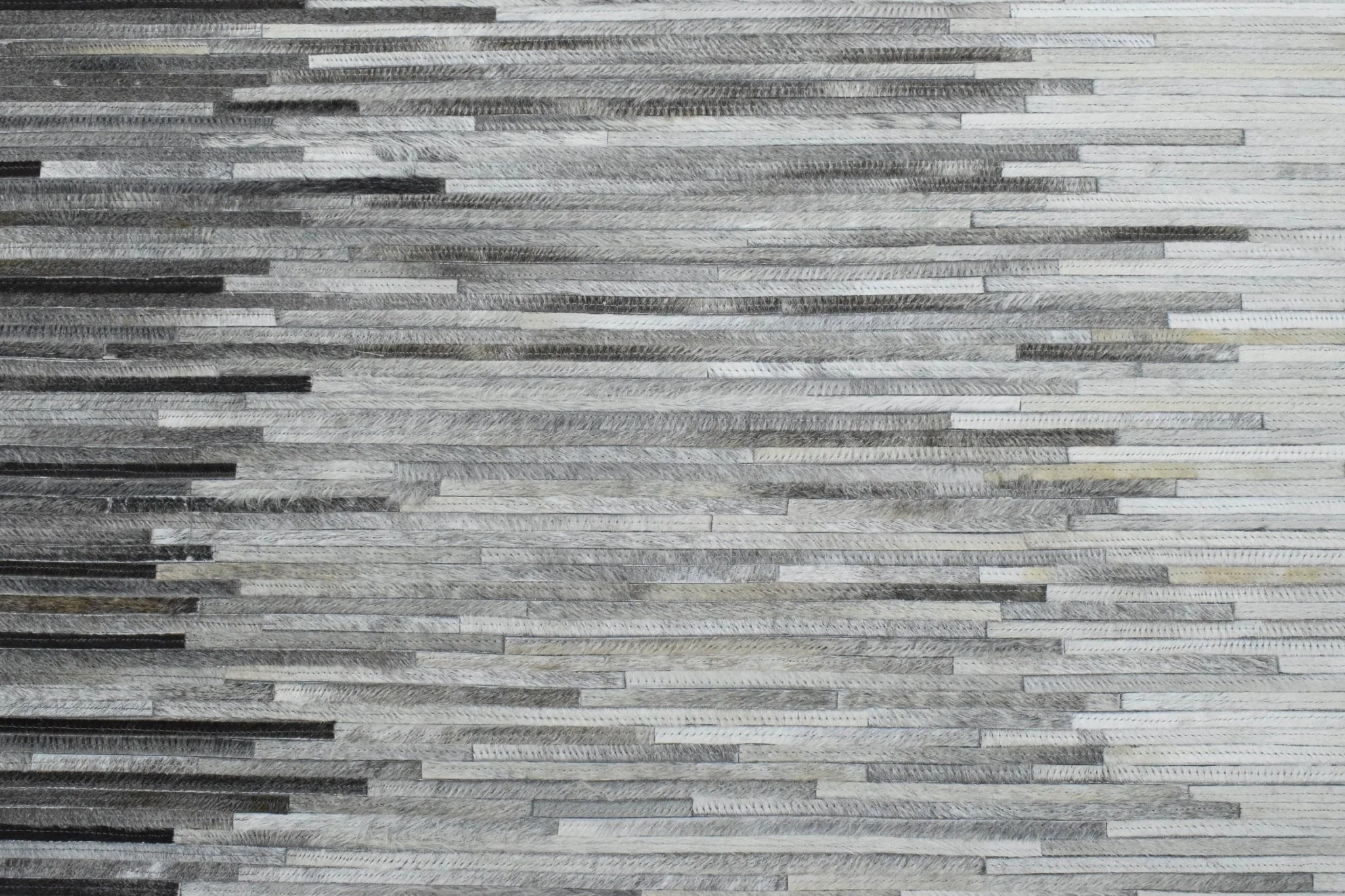 Hairon Leather Stripe Design Handmade Gray and Silver Area Rug, Hand Stitched Genuine Leather Rug | LR5 - Image 6