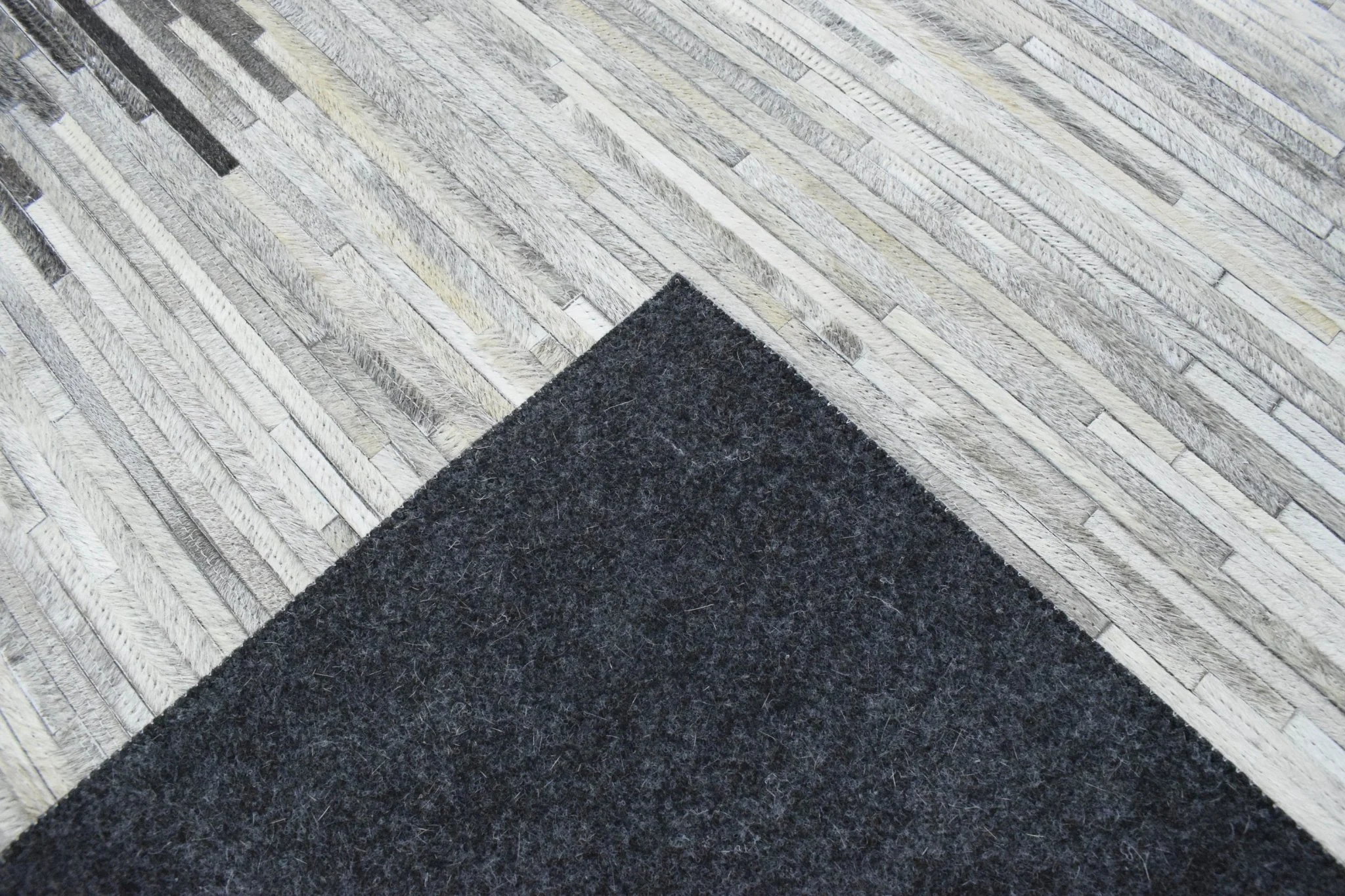 Hairon Leather Stripe Design Handmade Gray and Silver Area Rug, Hand Stitched Genuine Leather Rug | LR5 - Image 7