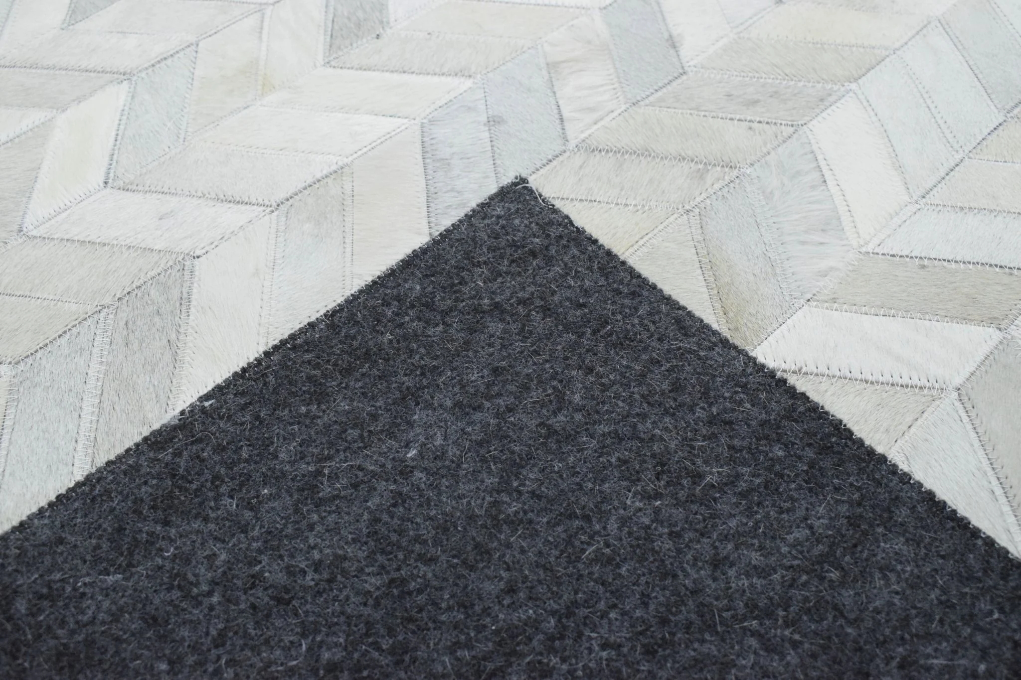 5x8 and 8x10 Genuine Leather Chevron Design Handmade Ivory and Beige Area Rug | LR12 - Image 7