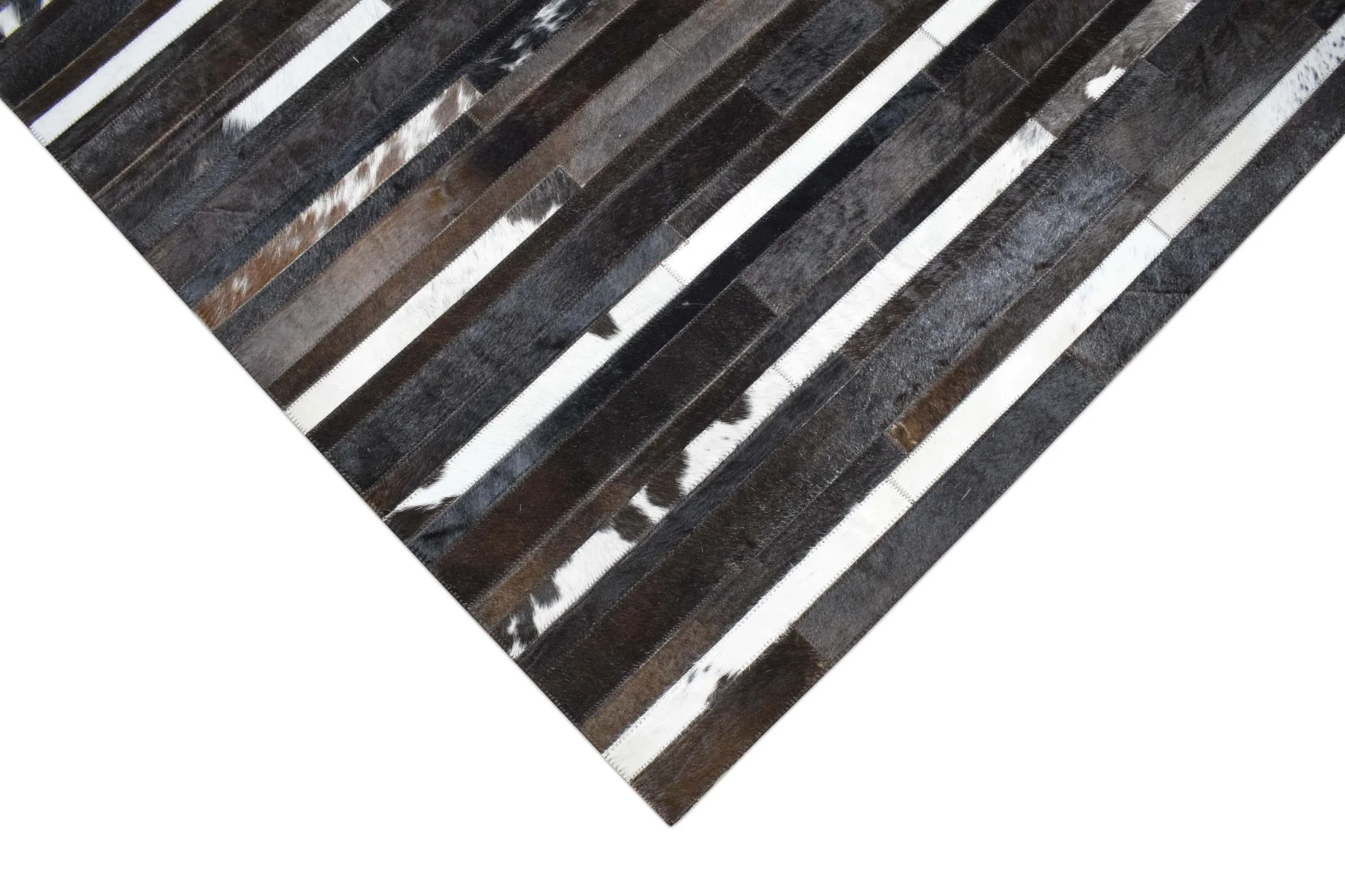 Handwoven Flatweave Hairon Genuine Leather Brown Tan and Ivory Area Rug | LR3 - Image 3