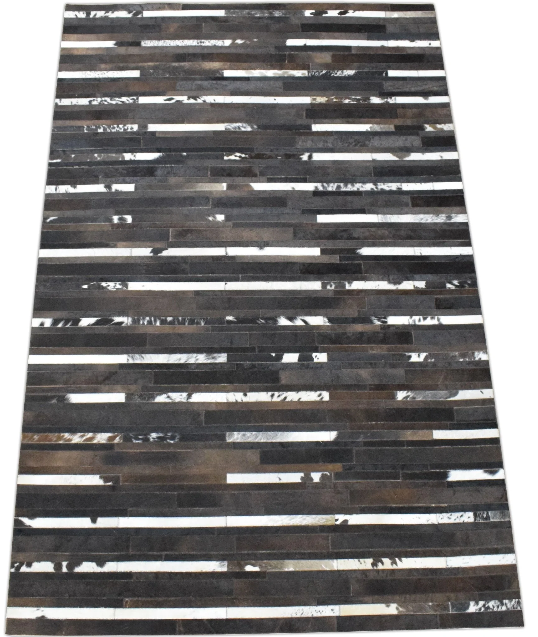 Handwoven Flatweave Hairon Genuine Leather Brown Tan and Ivory Area Rug | LR3 - Image 6