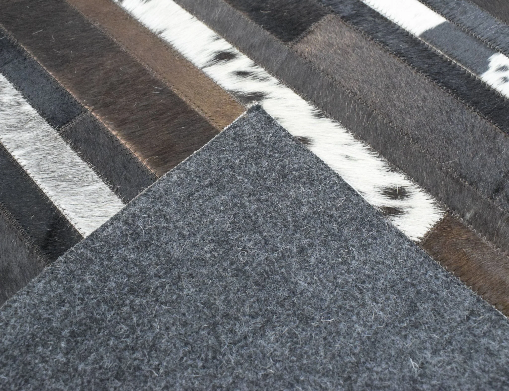 Handwoven Flatweave Hairon Genuine Leather Brown Tan and Ivory Area Rug | LR3 - Image 8