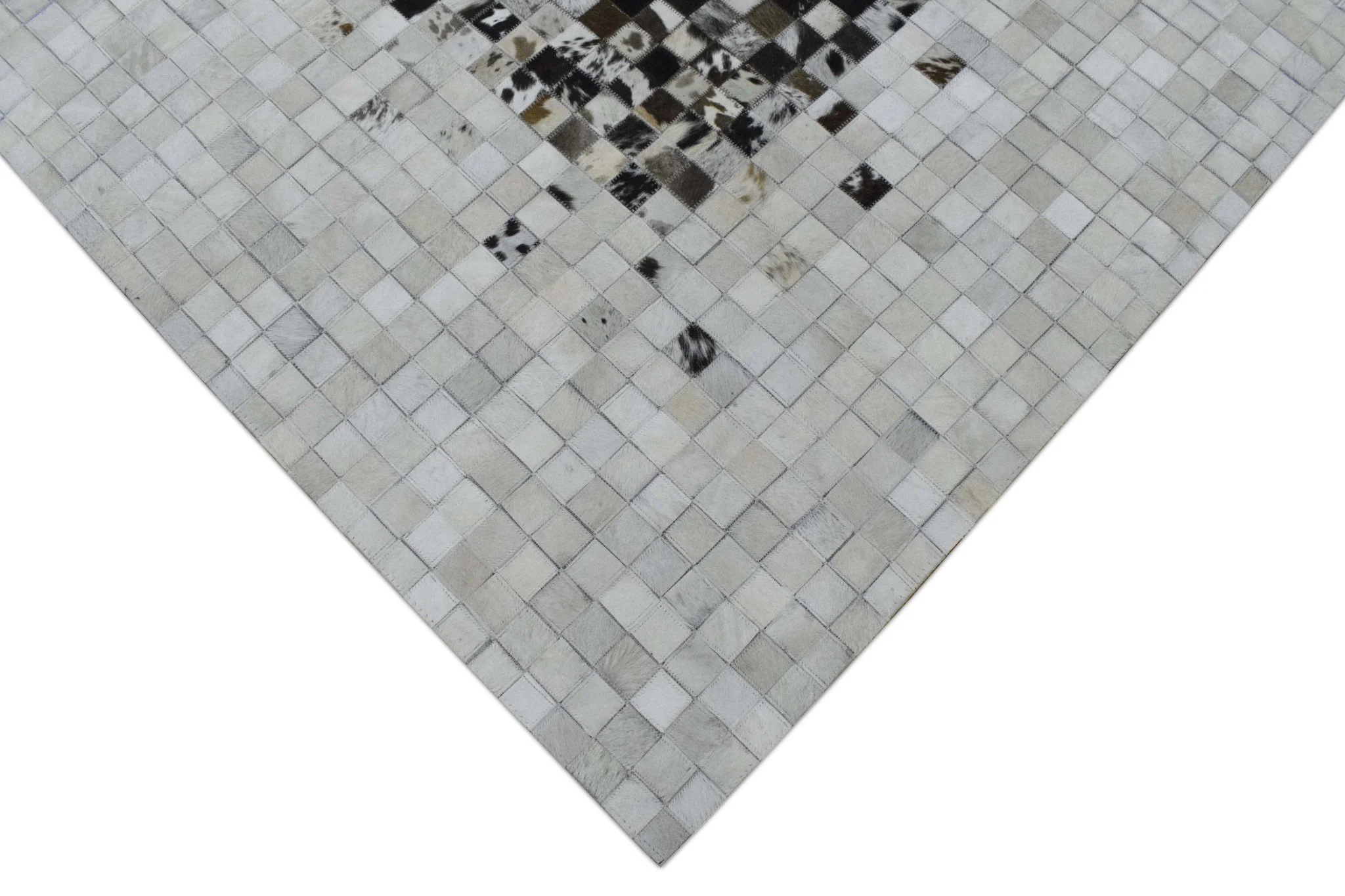 Handmade Hairon 5x8 and 8x10 Genuine Leather Handmade Brown and Ivory Leather Rug | LR8 - Image 3