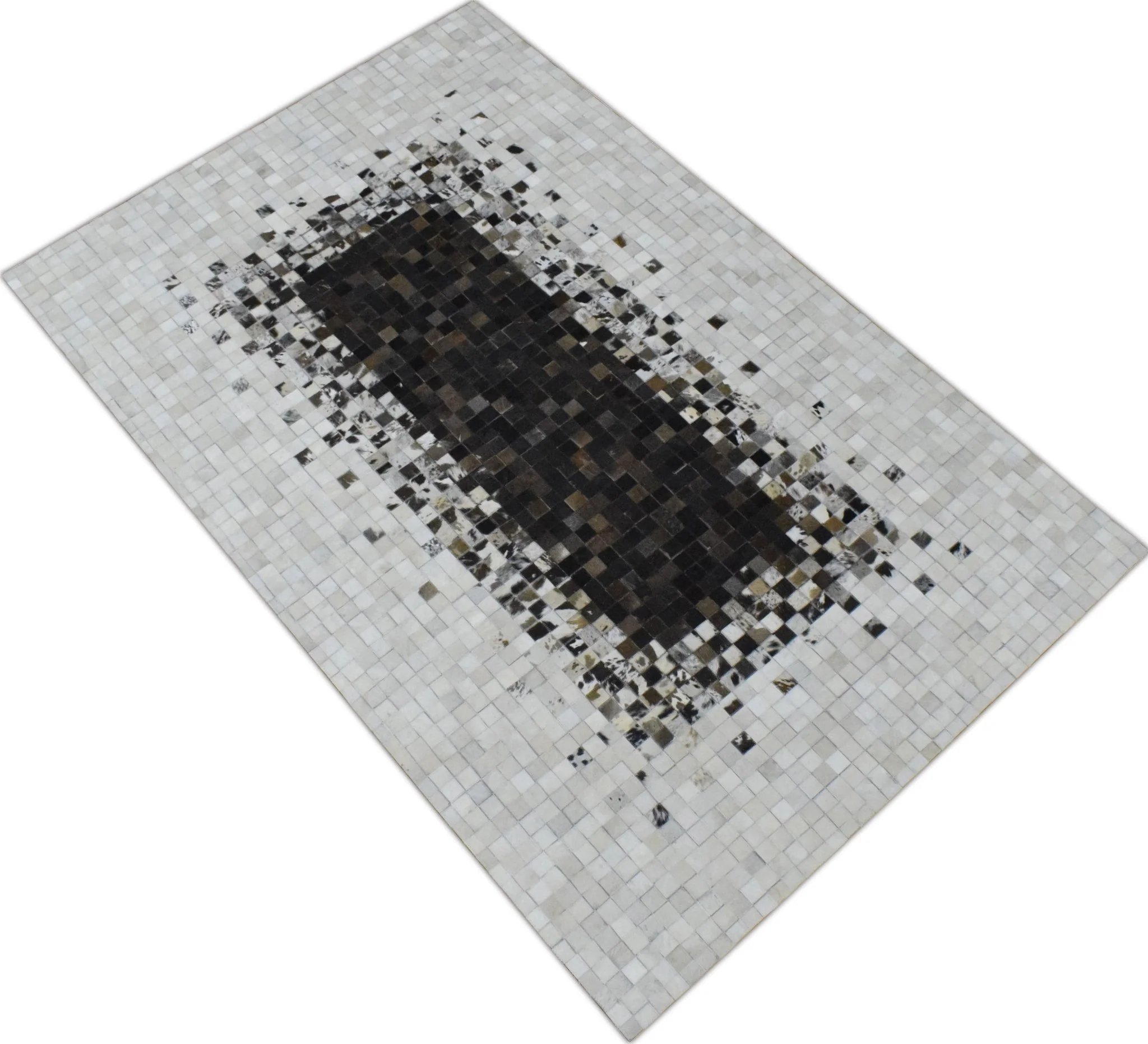 Handmade Hairon 5x8 and 8x10 Genuine Leather Handmade Brown and Ivory Leather Rug | LR8 - Image 4
