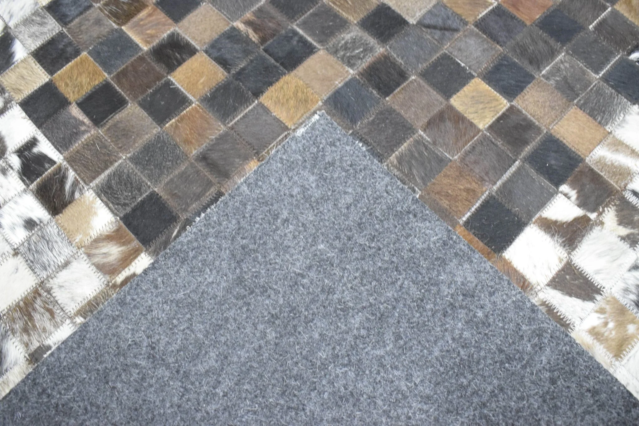 Handmade Hairon 5x8 and 8x10 Genuine Leather Handmade Brown and Ivory Leather Rug | LR8 - Image 6
