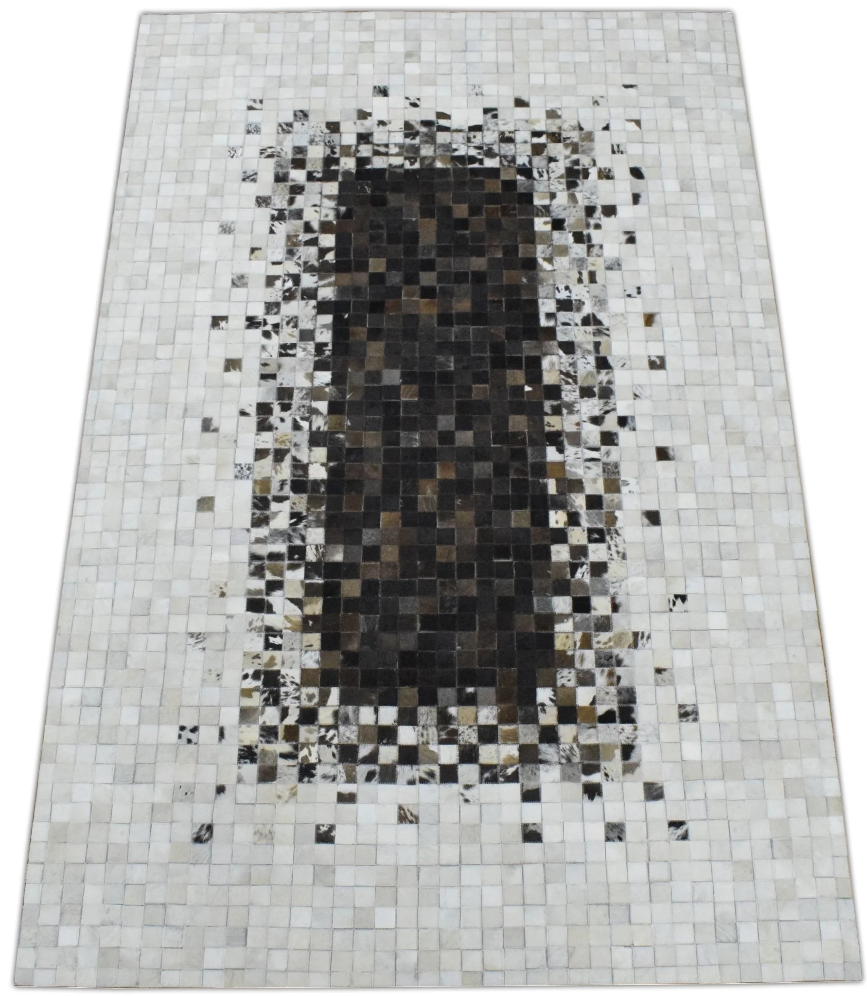 Handmade Hairon 5x8 and 8x10 Genuine Leather Handmade Brown and Ivory Leather Rug | LR8 - Image 7