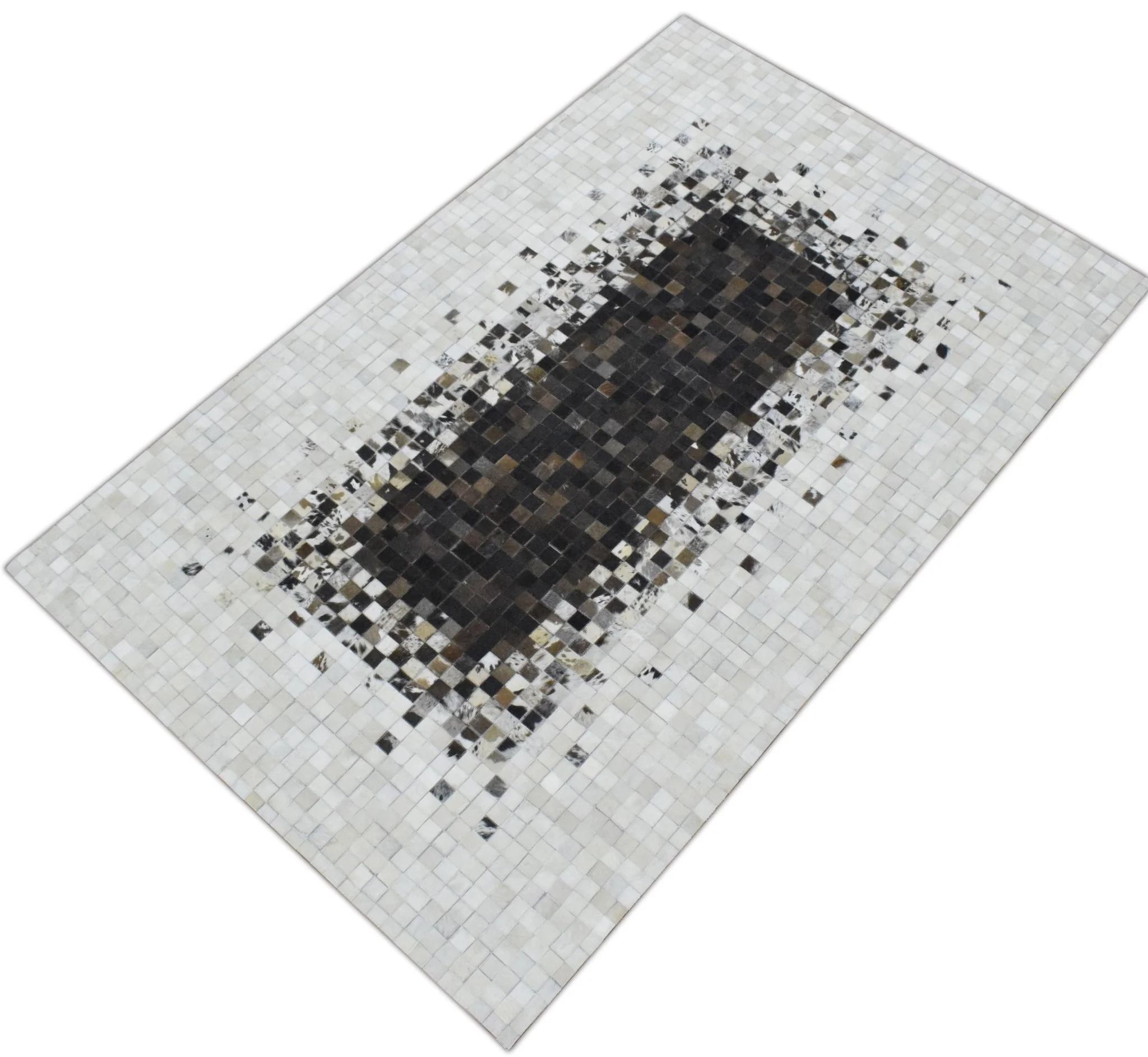Handmade Hairon 5x8 and 8x10 Genuine Leather Handmade Brown and Ivory Leather Rug | LR8 - Image 8