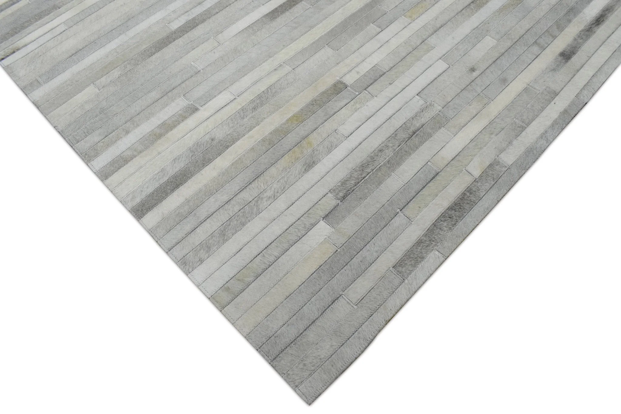 Handmade Hairon 5x8 Genuine Leather Handmade Ivory and Beige Area Rug | LR10 - Image 3