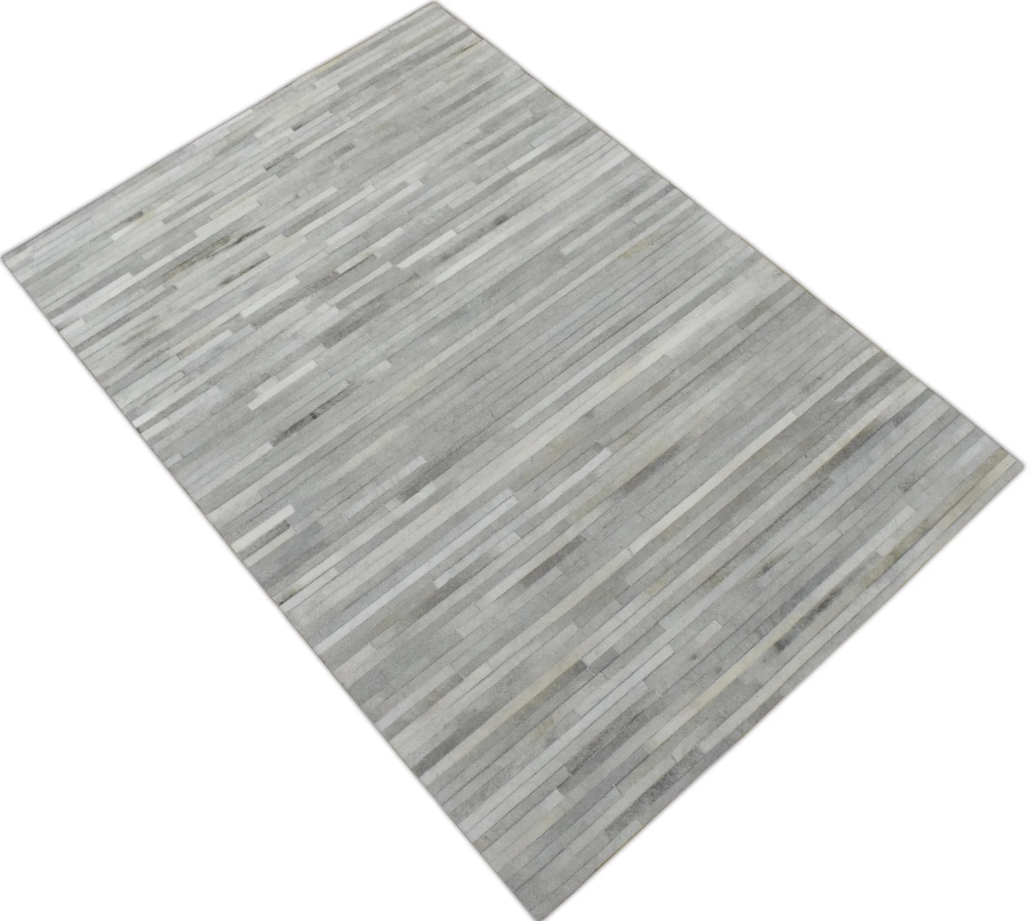 Handmade Hairon 5x8 Genuine Leather Handmade Ivory and Beige Area Rug | LR10 - Image 4