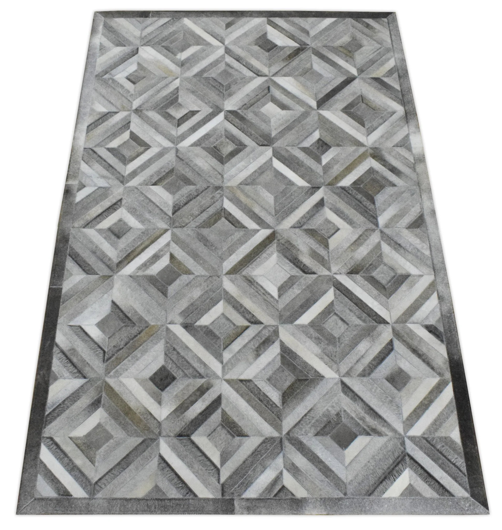5x8 and 8x10 Hairon Genuine Leather Stripe Design Handmade Ivory, Brown and Gray Area Rug | LR11 - Image 3