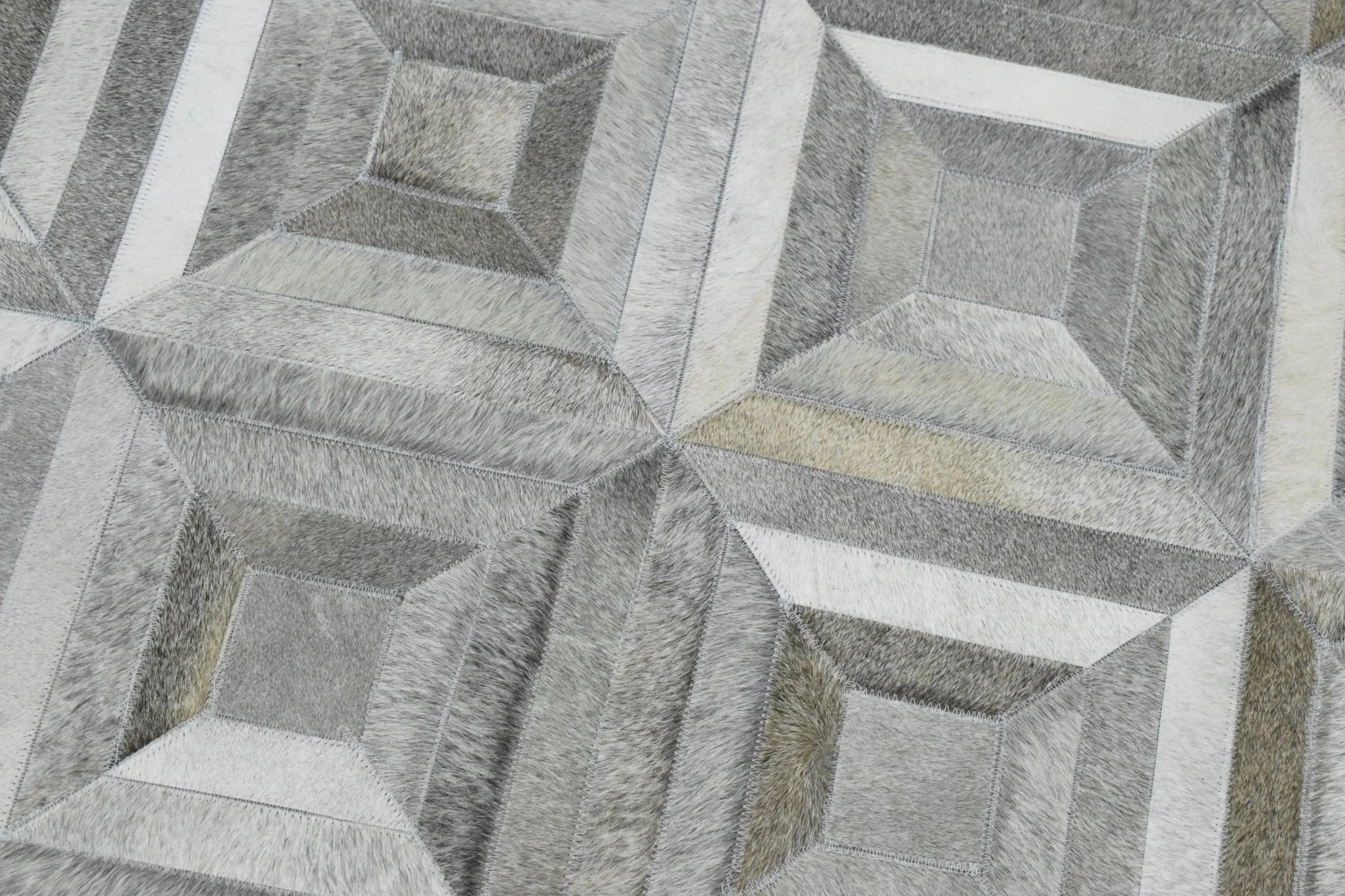 5x8 and 8x10 Hairon Genuine Leather Stripe Design Handmade Ivory, Brown and Gray Area Rug | LR11 - Image 4