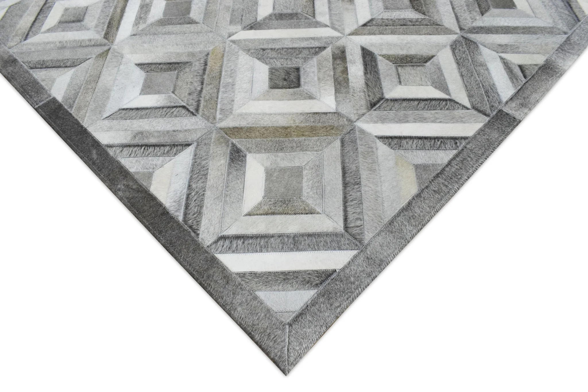 5x8 and 8x10 Hairon Genuine Leather Stripe Design Handmade Ivory, Brown and Gray Area Rug | LR11 - Image 5
