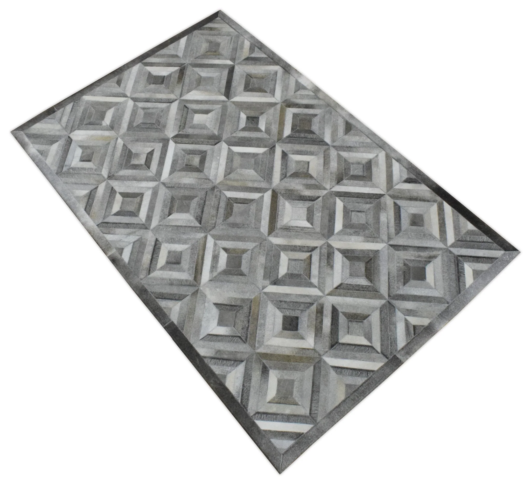 5x8 and 8x10 Hairon Genuine Leather Stripe Design Handmade Ivory, Brown and Gray Area Rug | LR11 - Image 7