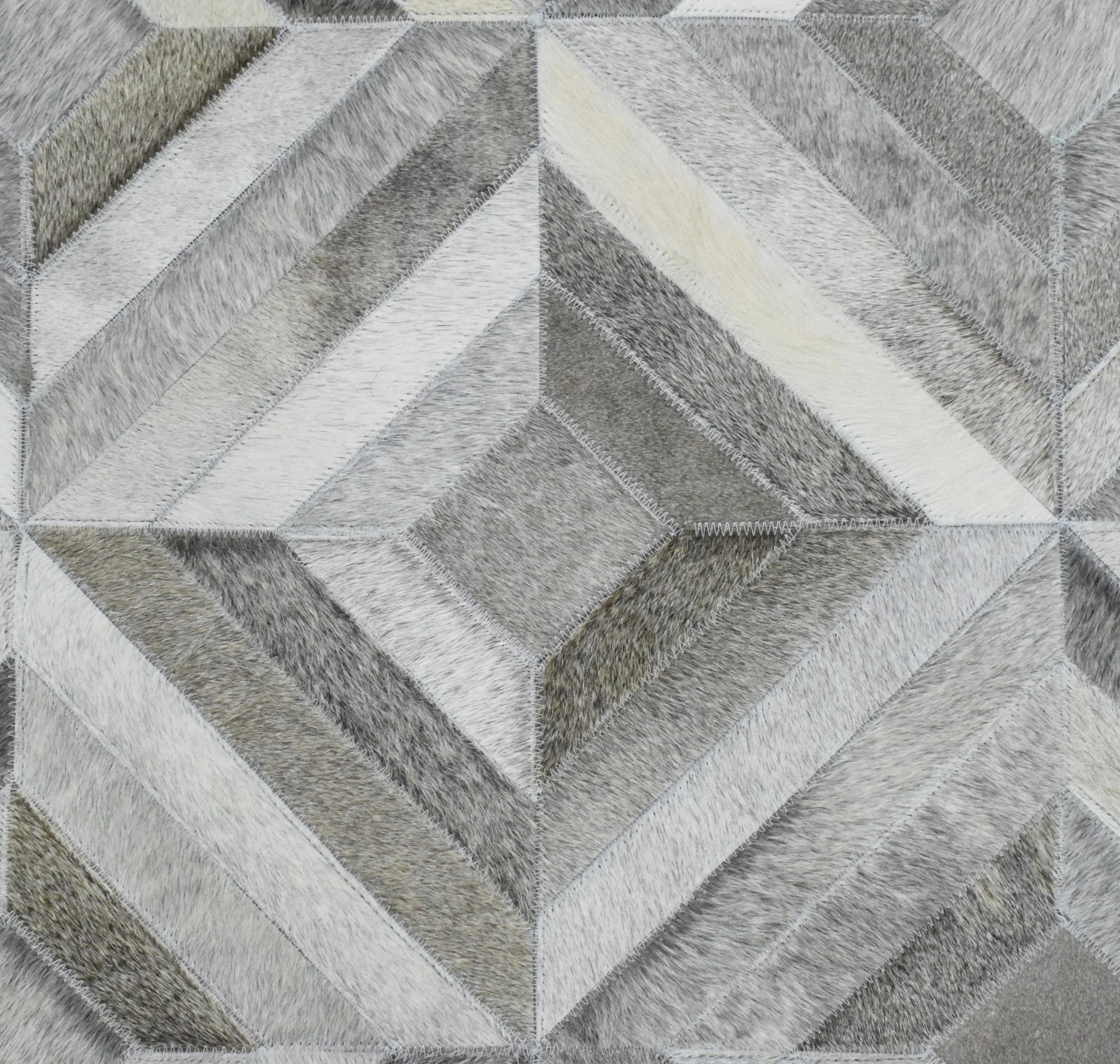 5x8 and 8x10 Hairon Genuine Leather Stripe Design Handmade Ivory, Brown and Gray Area Rug | LR11 - Image 8