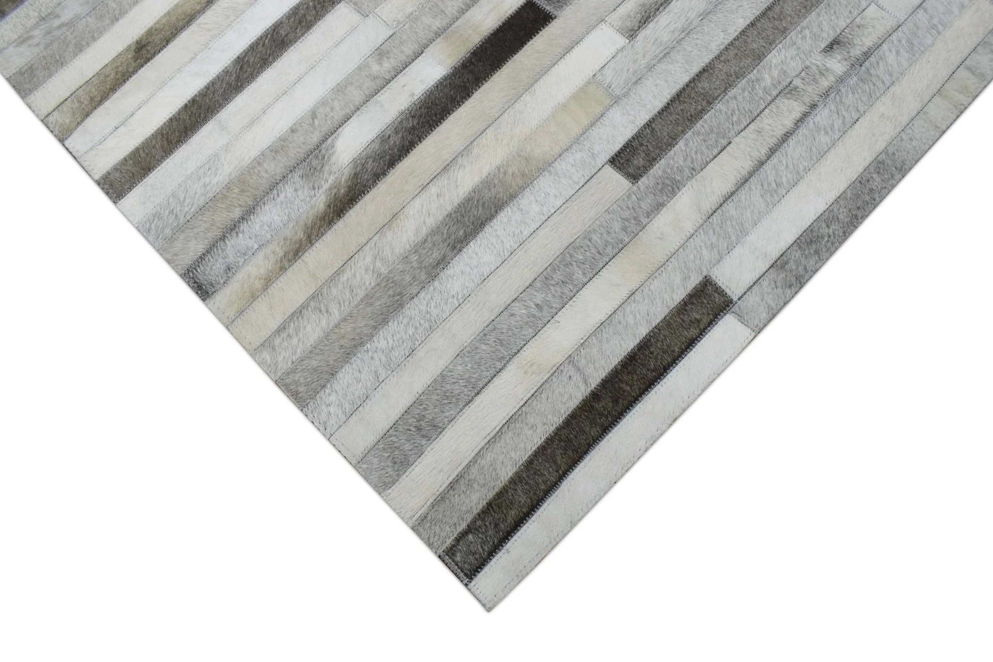 Handmade Hairon 5x8 Genuine Leather Stripe Design Beige and Ivory Area Rug | LR6 - Image 3