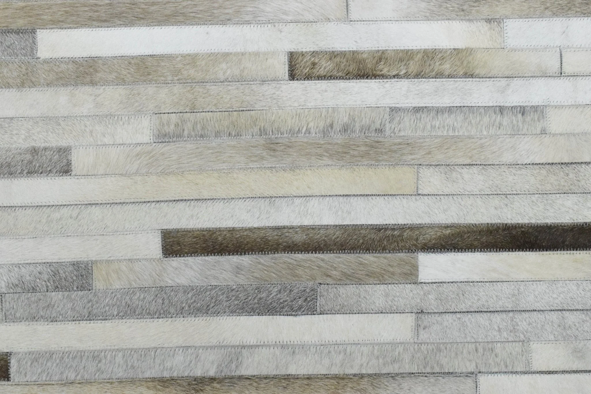 Handmade Hairon 5x8 Genuine Leather Stripe Design Beige and Ivory Area Rug | LR6 - Image 6