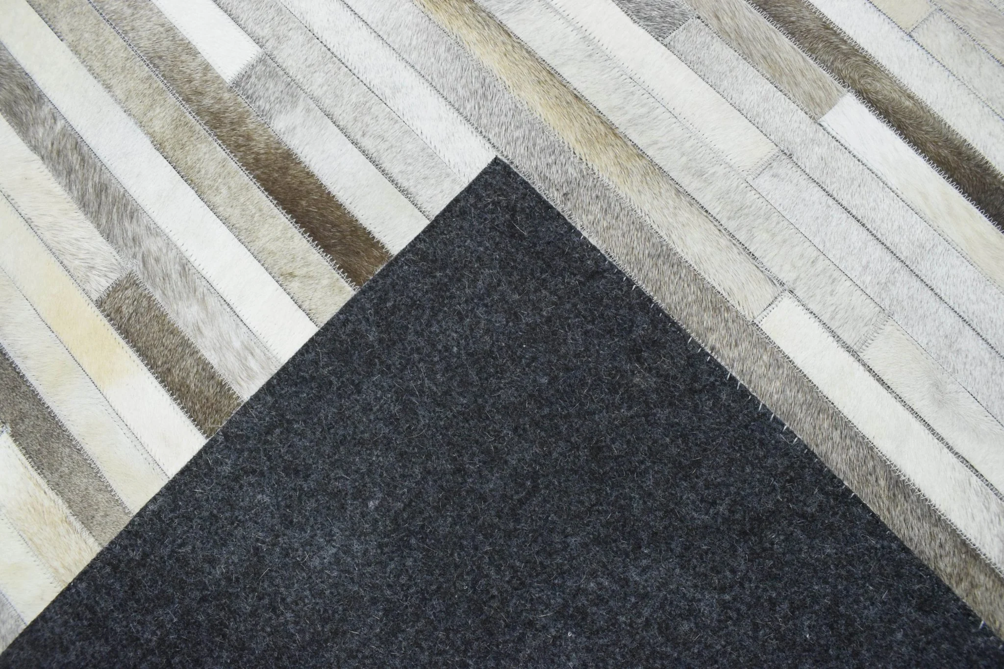 Handmade Hairon 5x8 Genuine Leather Stripe Design Beige and Ivory Area Rug | LR6 - Image 7