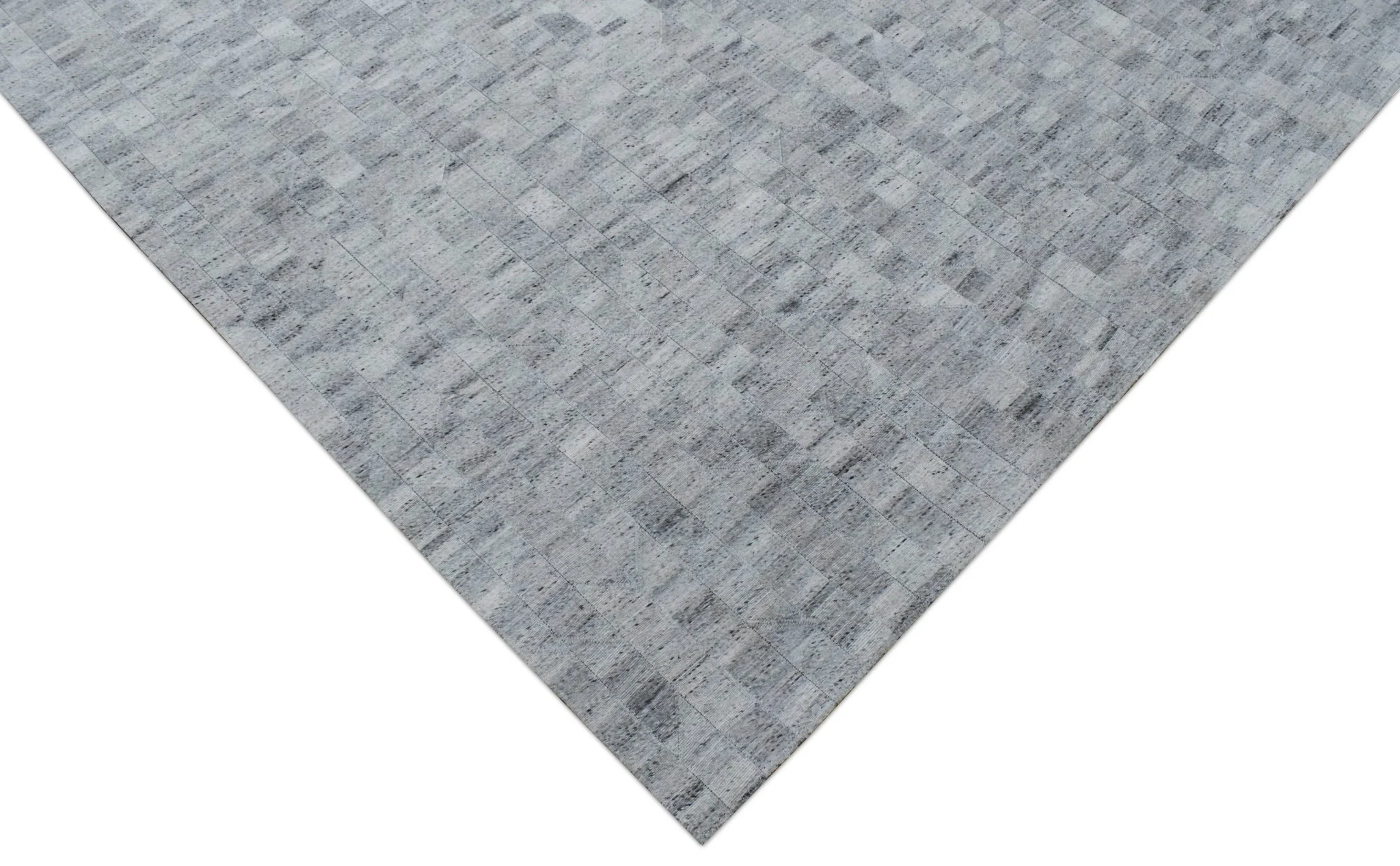 Handmade Hairon 5x8 Genuine Leather Geometric Design Gray and Silver Area Rug | LR13 - Image 3