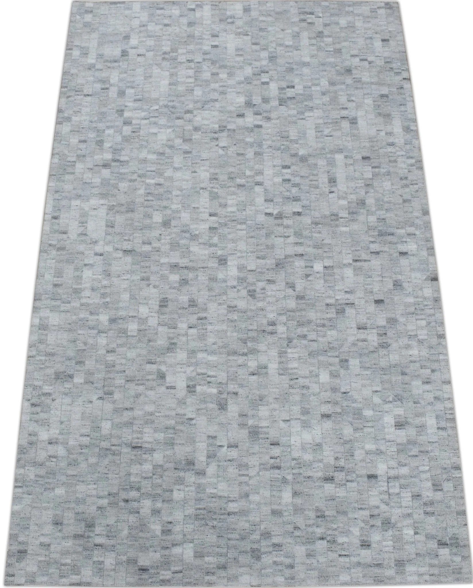 Handmade Hairon 5x8 Genuine Leather Geometric Design Gray and Silver Area Rug | LR13 - Image 8