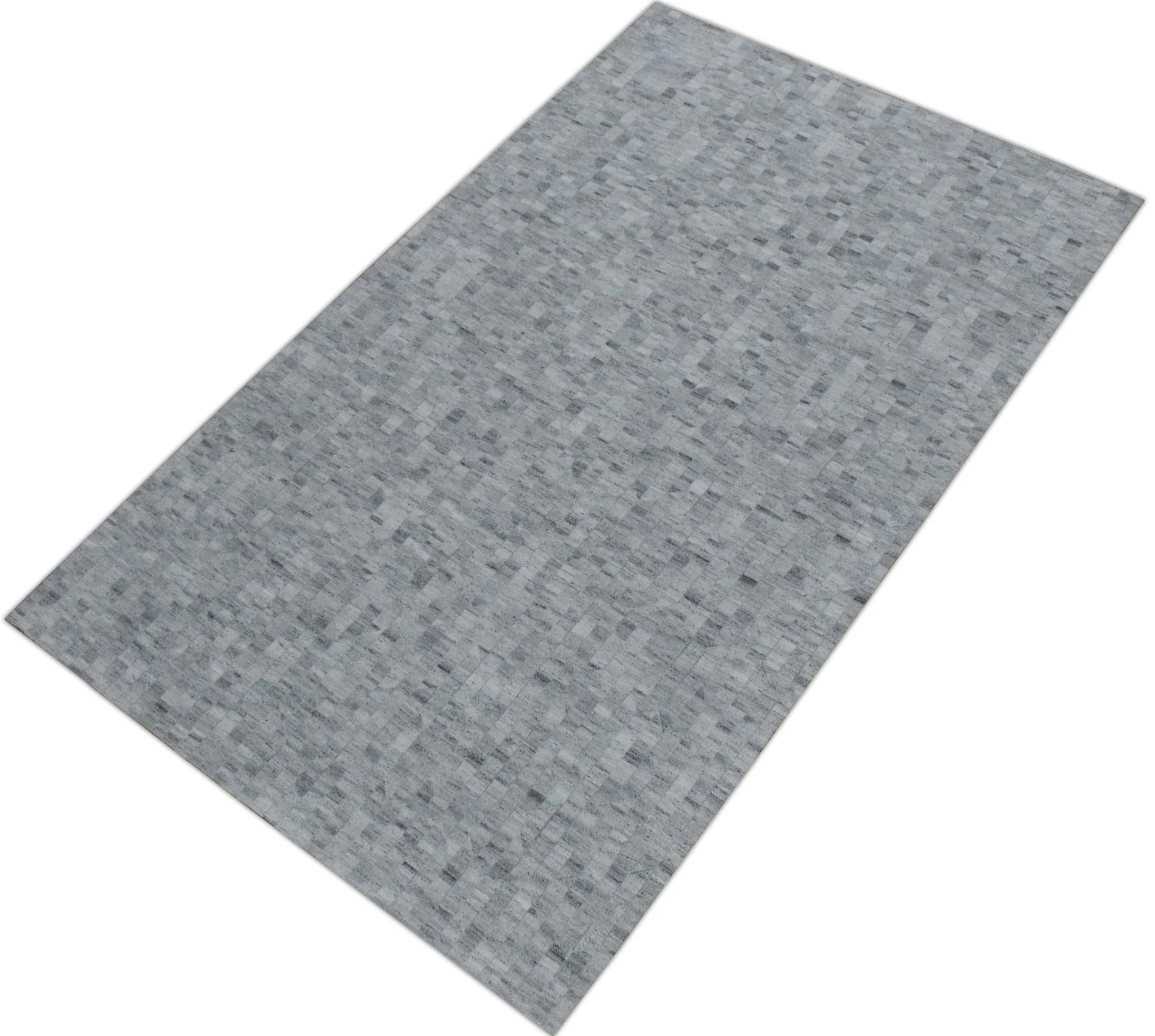 Handmade Hairon 5x8 Genuine Leather Geometric Design Gray and Silver Area Rug | LR13 - Image 9
