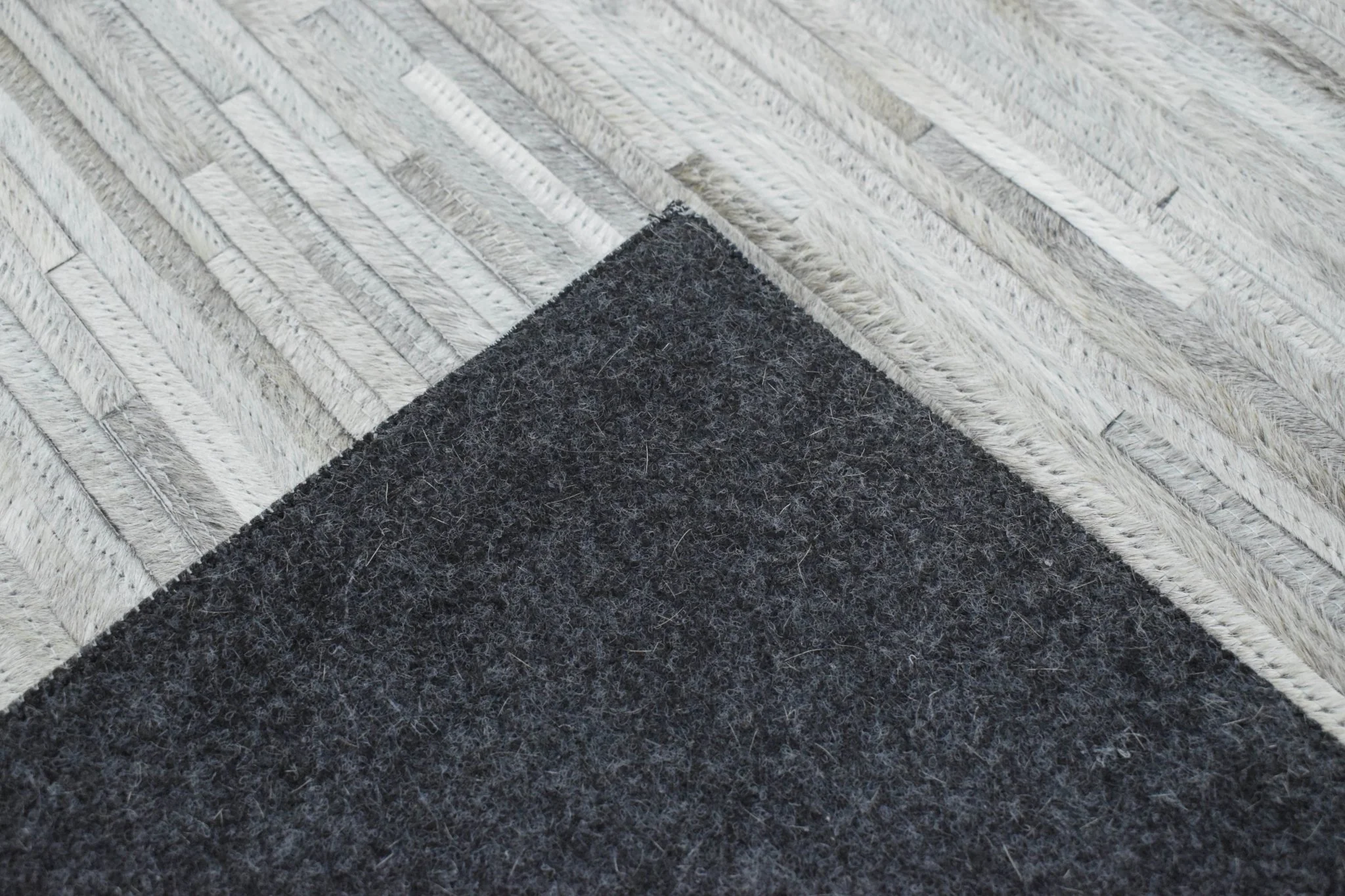 5x8 Hairon Genuine Leather Stripe Design Handmade Gray and Silver Area Rug | LR5B - Image 6