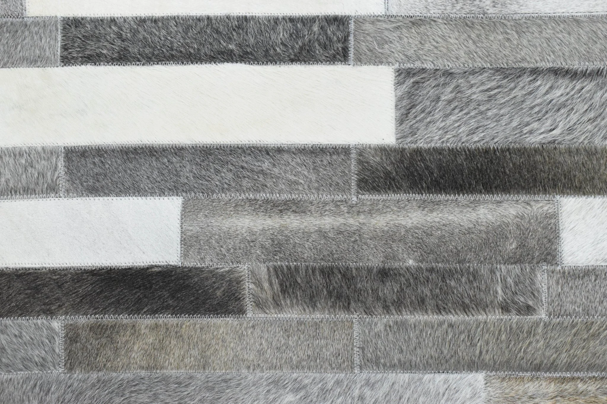 Handmade Hairon 5x8 Genuine Leather Stripe Design Gray and Silver Area Rug | LR7 - Image 6