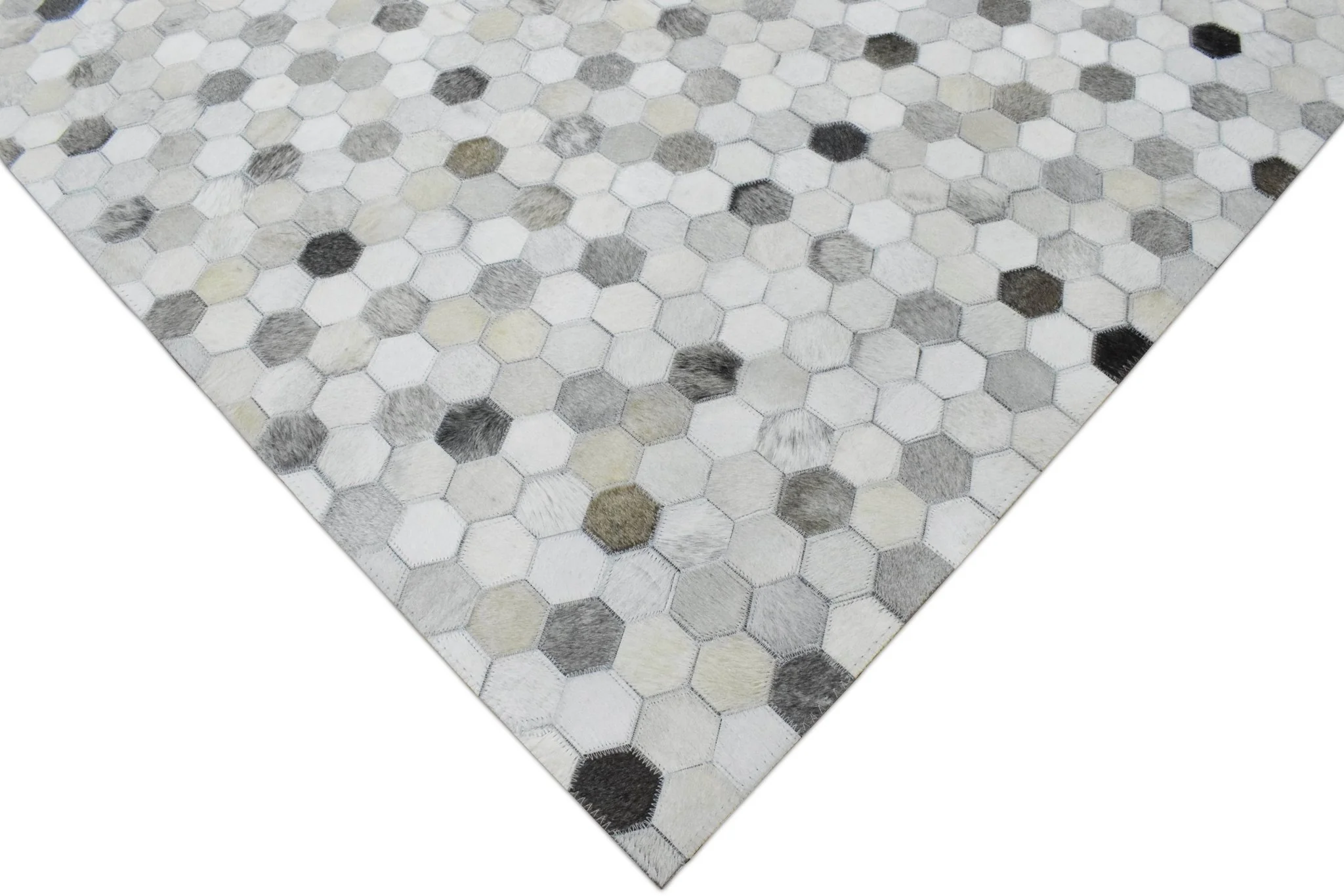 Handmade Hairon Genuine Leather Ivory and Silver Area Rug | LR1 - Image 3