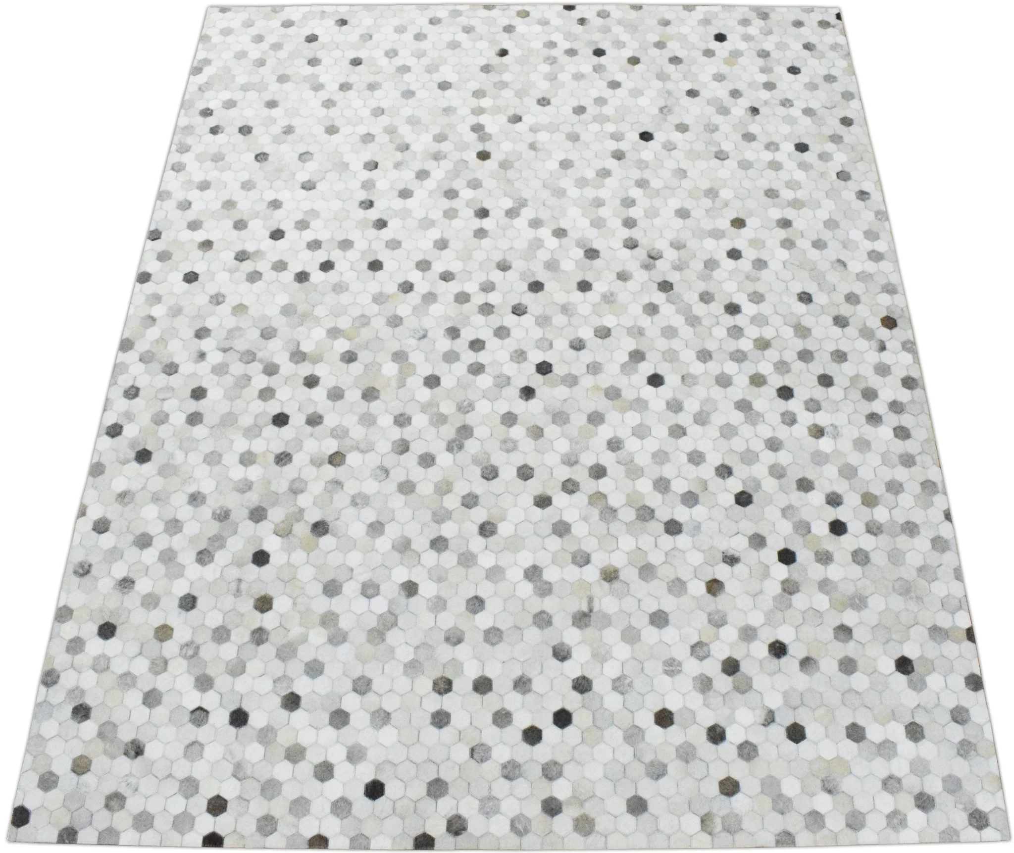 Handmade Hairon Genuine Leather Ivory and Silver Area Rug | LR1 - Image 6