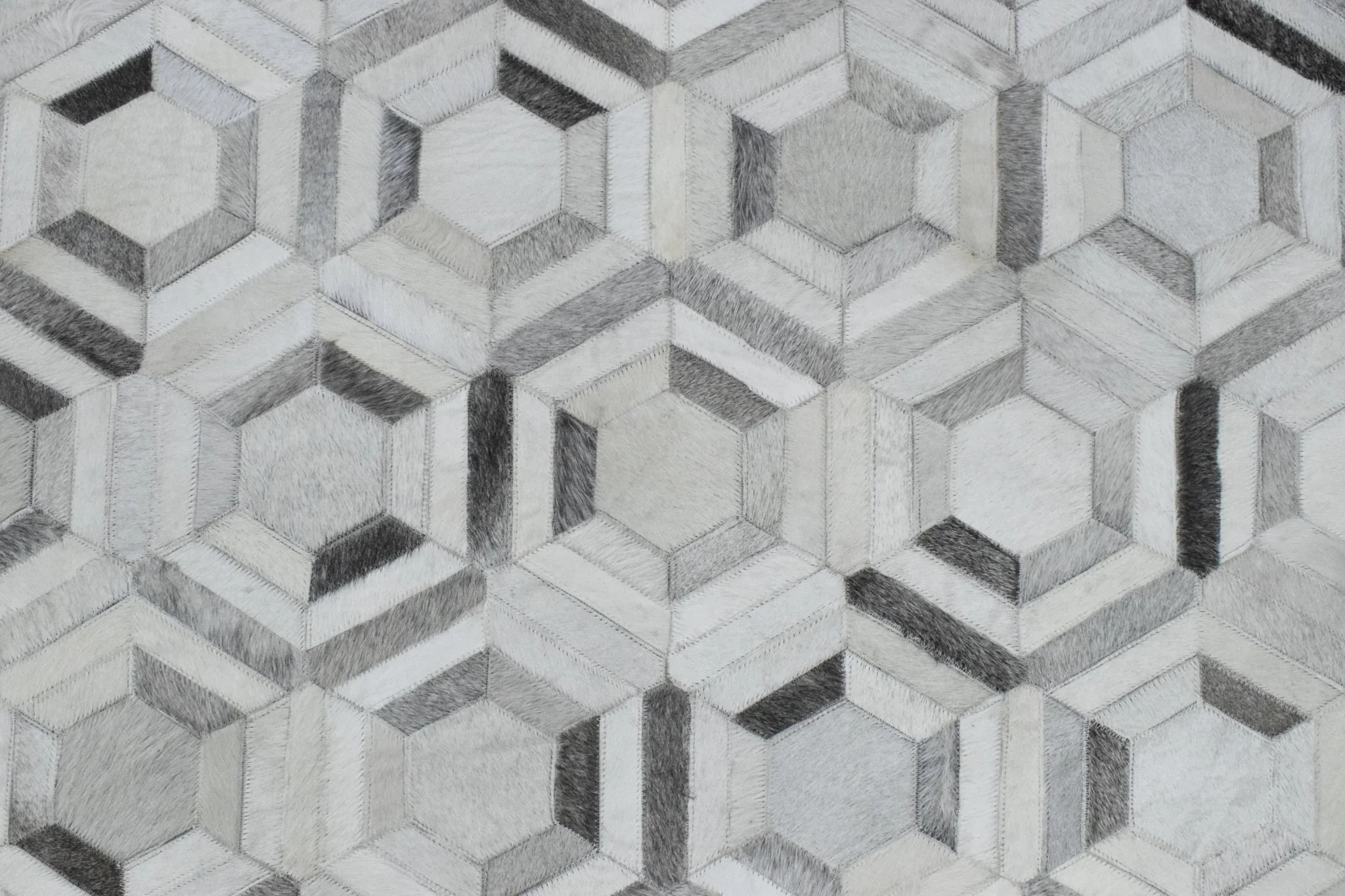 Modern Handmade Hairon Genuine Leather Ivory and Silver Area Rug | LR2 - Image 10