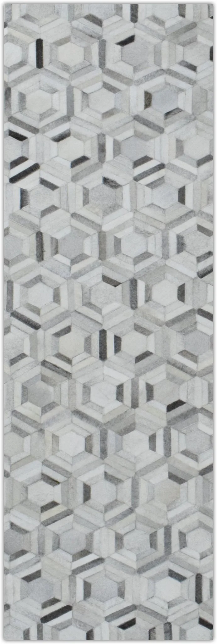 Modern Handmade Hairon Genuine Leather Ivory and Silver Area Rug | LR2 - Image 5