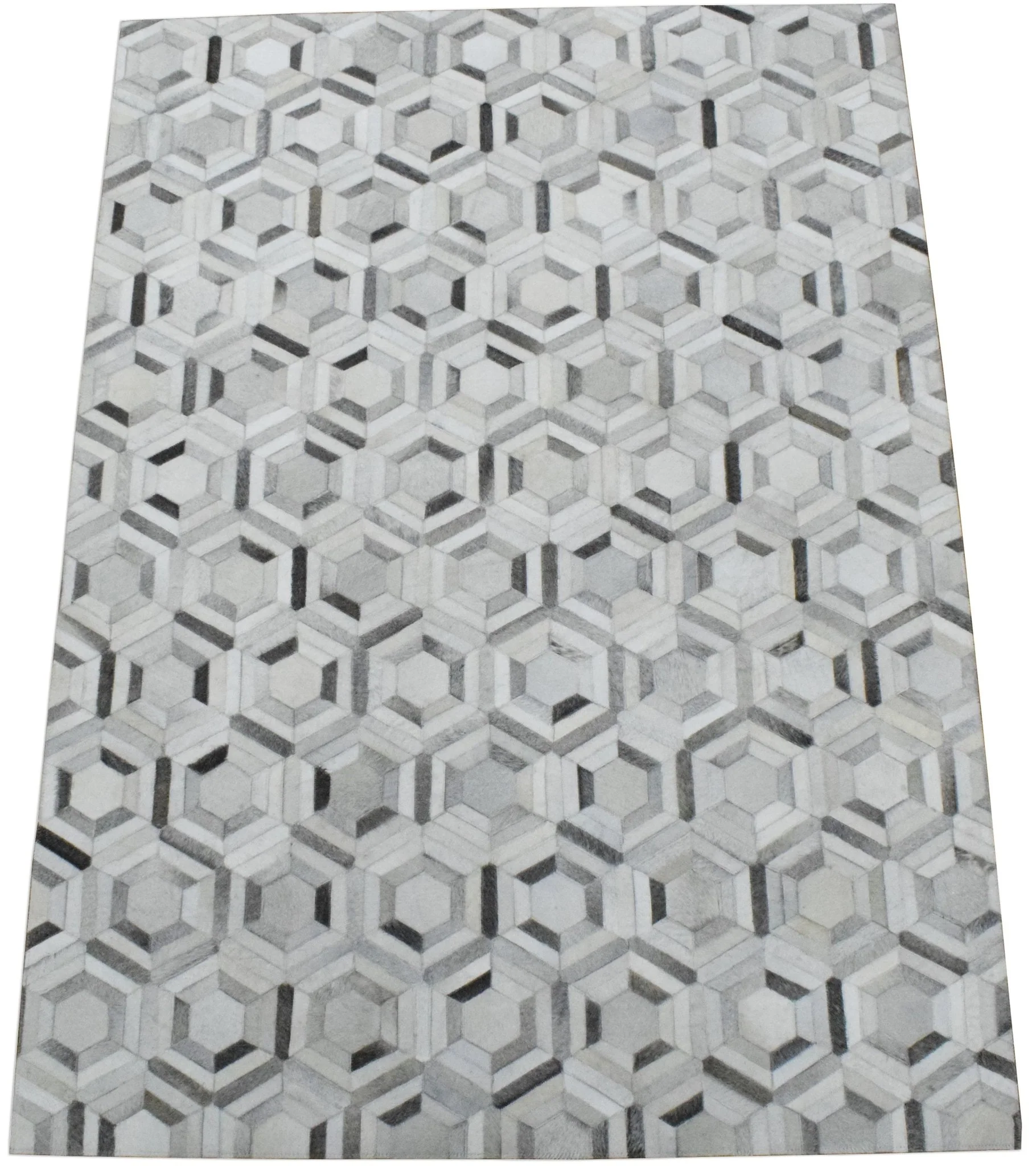Modern Handmade Hairon Genuine Leather Ivory and Silver Area Rug | LR2 - Image 8